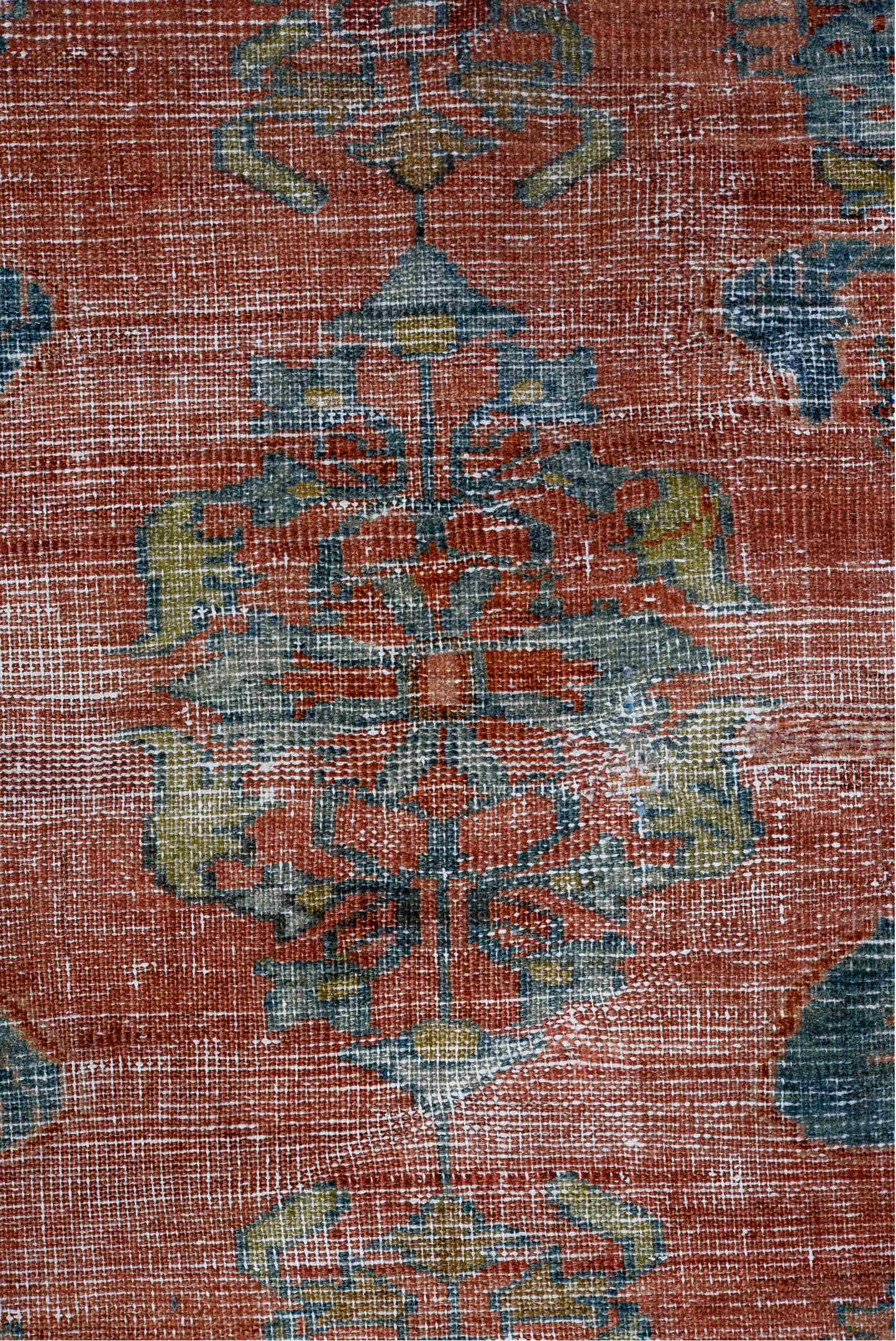 9' x 12' one-of-a-kind handmade vintage large size rug. Color palette: black, blue, brown, dim gray, gray, light blue