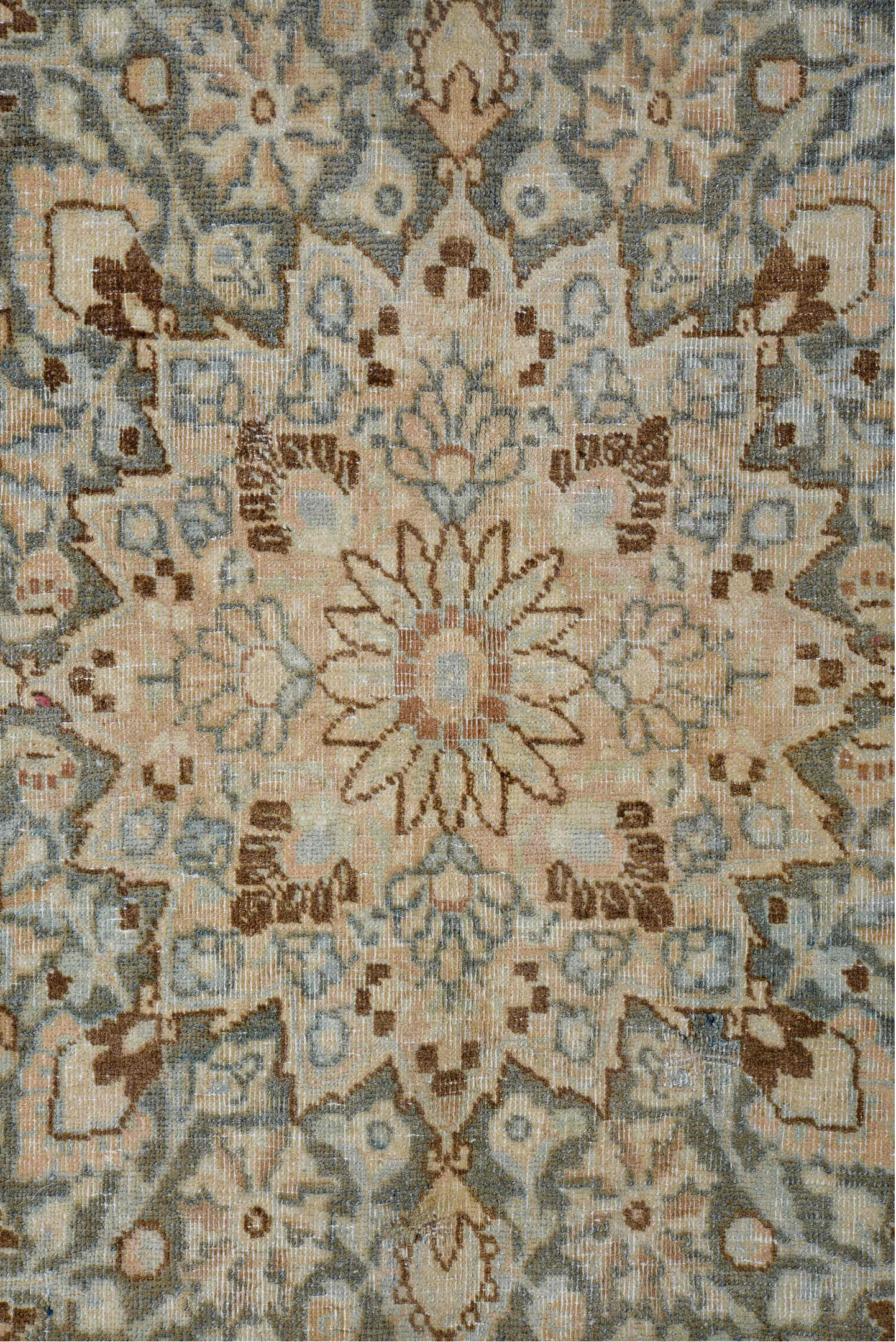 8' x 11' one-of-a-kind handmade vintage Khorassan large size rug. Color palette: blue, dark gray, dim gray, gray, light blue