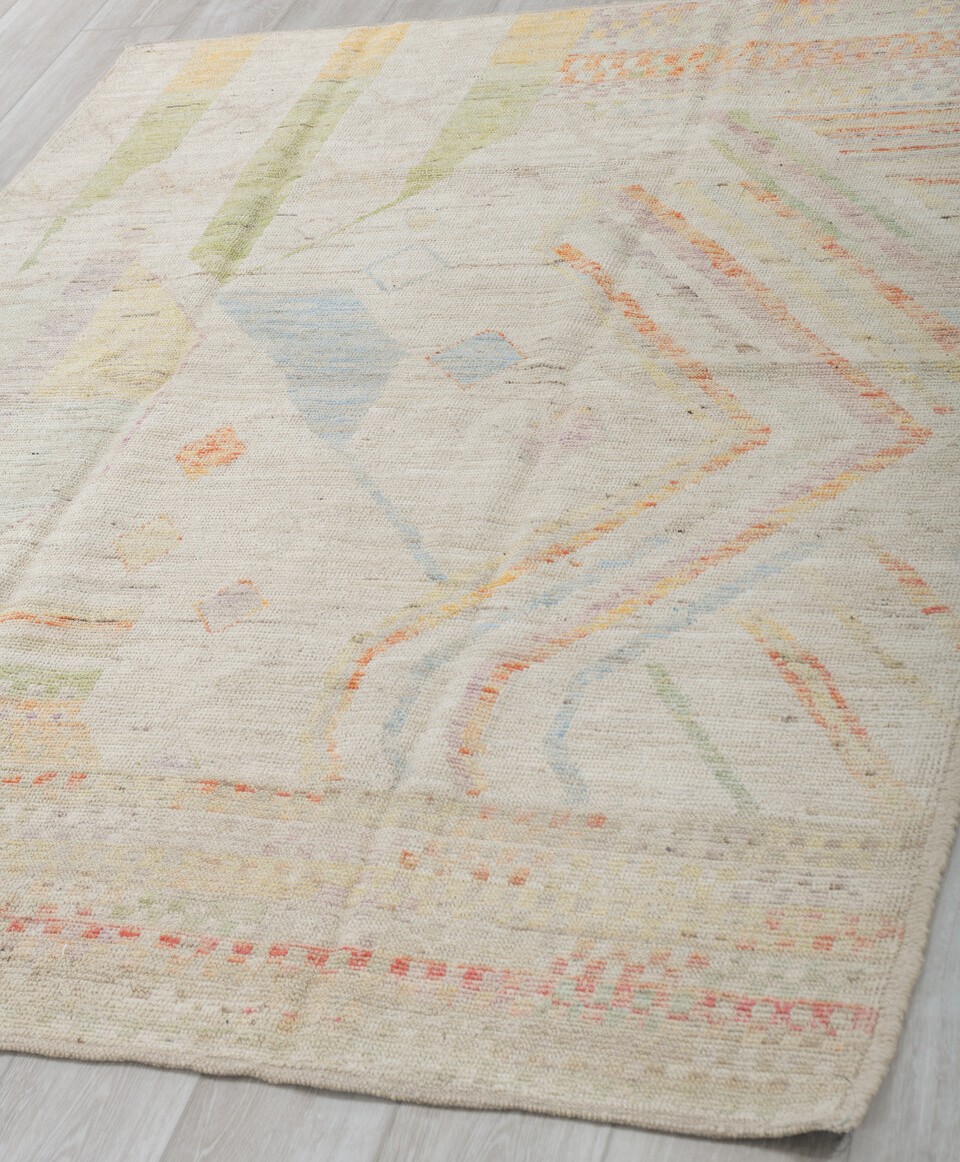 5' x 6' one-of-a-kind handmade vintage Tulu rug. Color palette: brown, dark gray, dim gray, gainsboro, gray, light gray