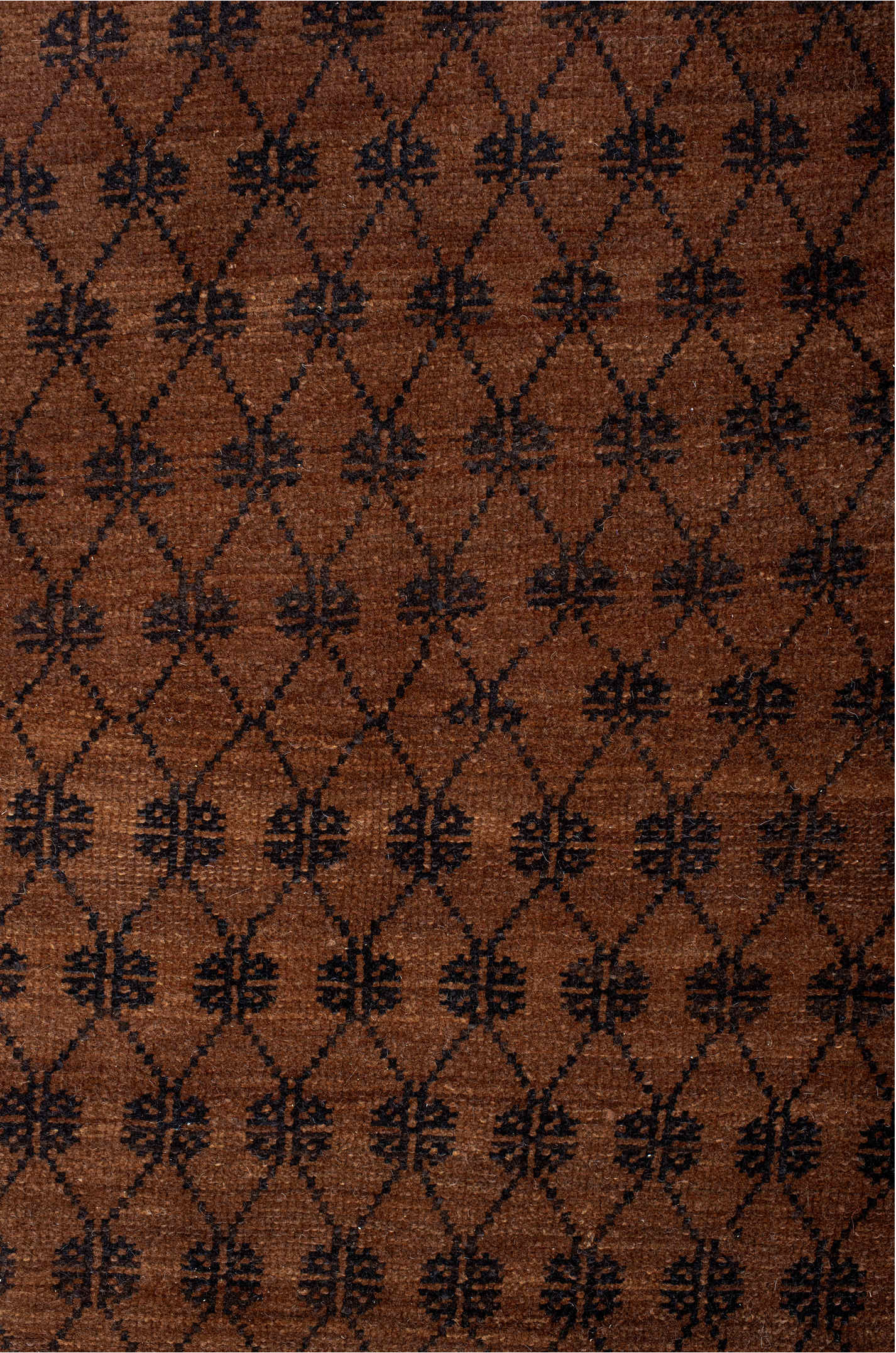 8' x 12' one-of-a-kind handmade vintage Kars large size rug. Color palette: brown, gray, off-white, orange, pink