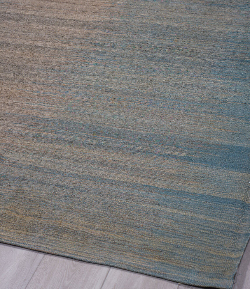 8' x 12' one-of-a-kind handmade vintage Kilim large size rug. Color palette: black, blue, charcoal, dark gray, dim gray