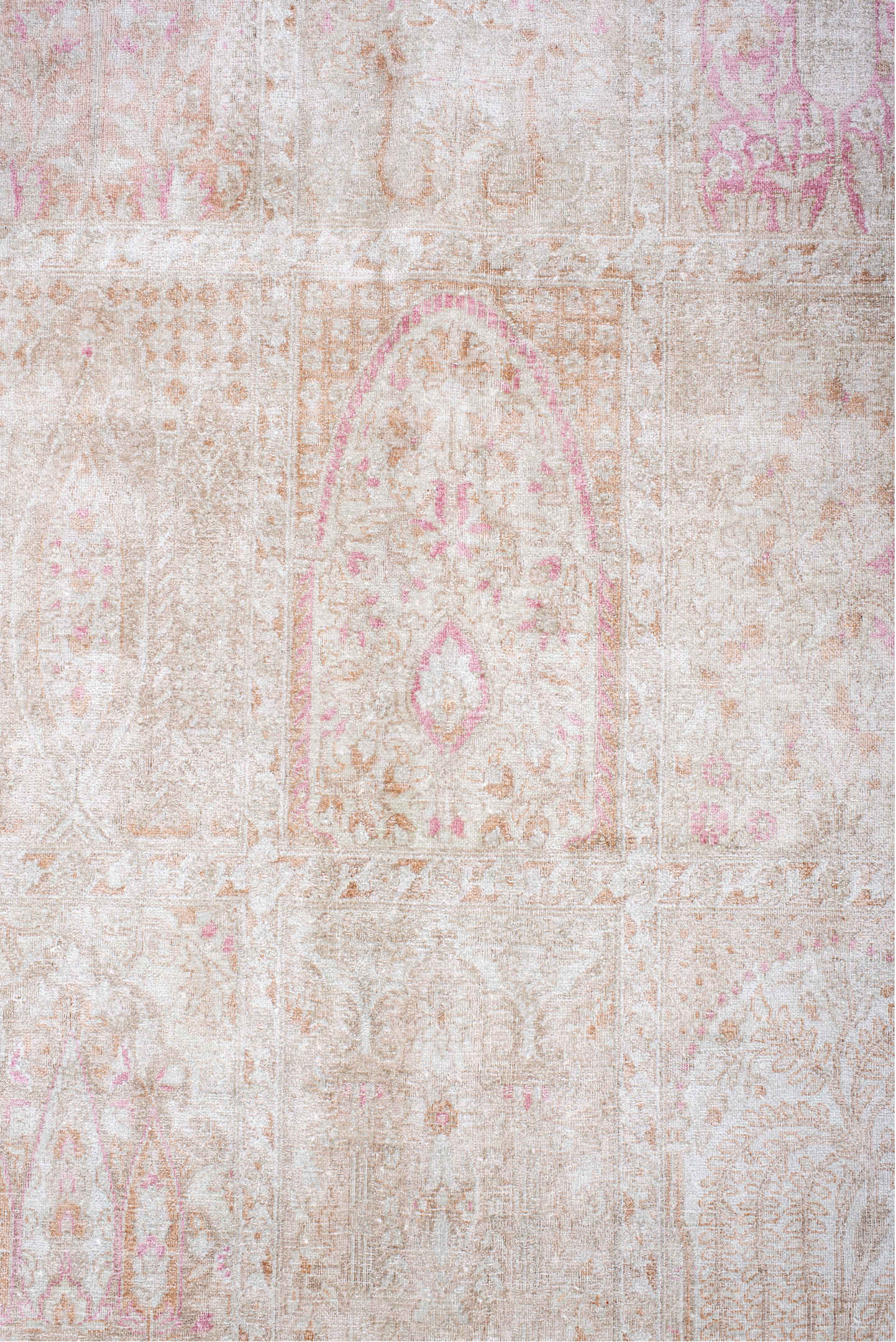 7' x 11' one-of-a-kind handmade vintage Kashmir large size rug. Color palette: dark gray, gainsboro, gray, light gray