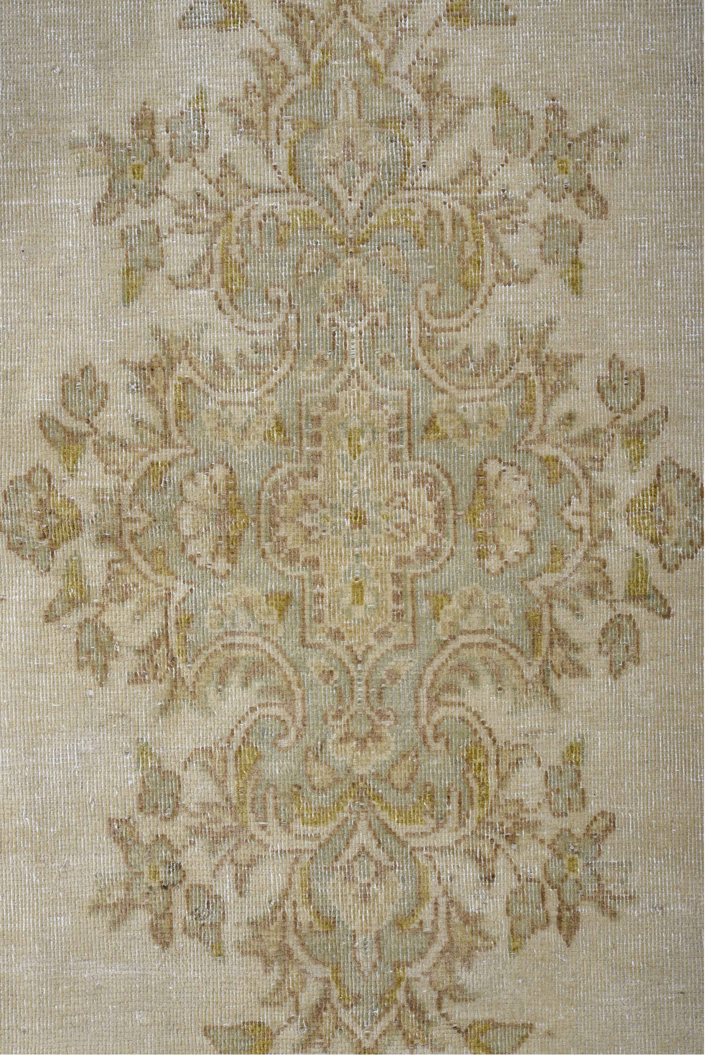 4' x 6' one-of-a-kind handmade vintage Kerman small size rug. Color palette: gray, brown, light gray, off-white, silver