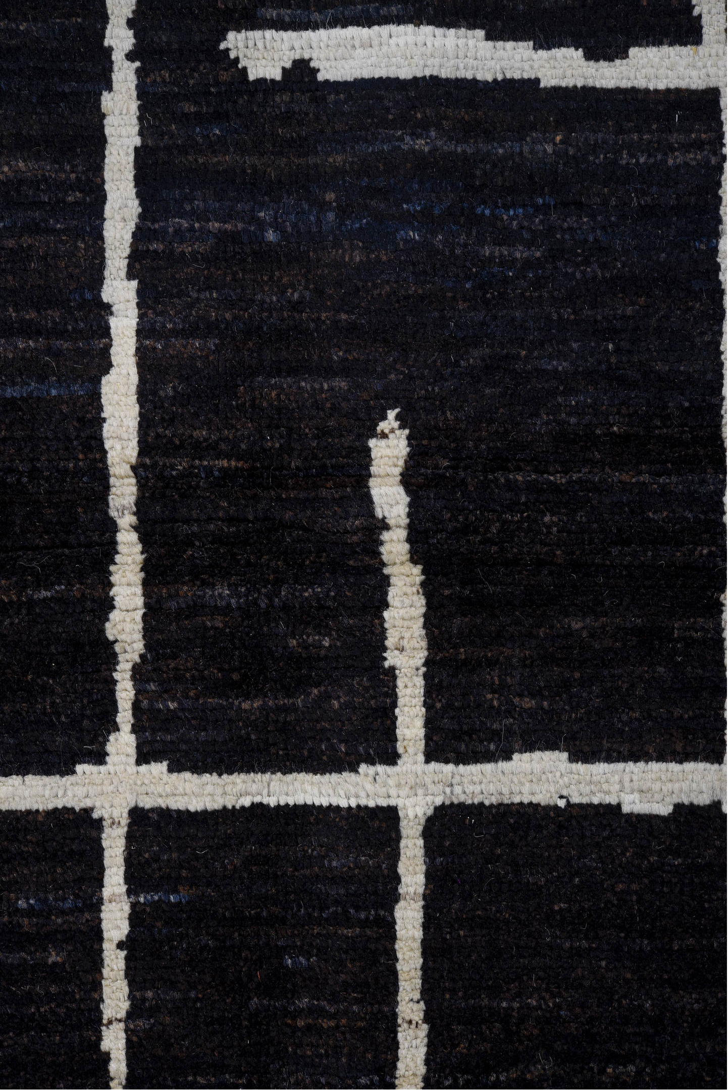 4' x 6' one-of-a-kind handmade vintage Tulu small size rug. Color palette: black, blue, charcoal, dark gray, gainsboro, gray