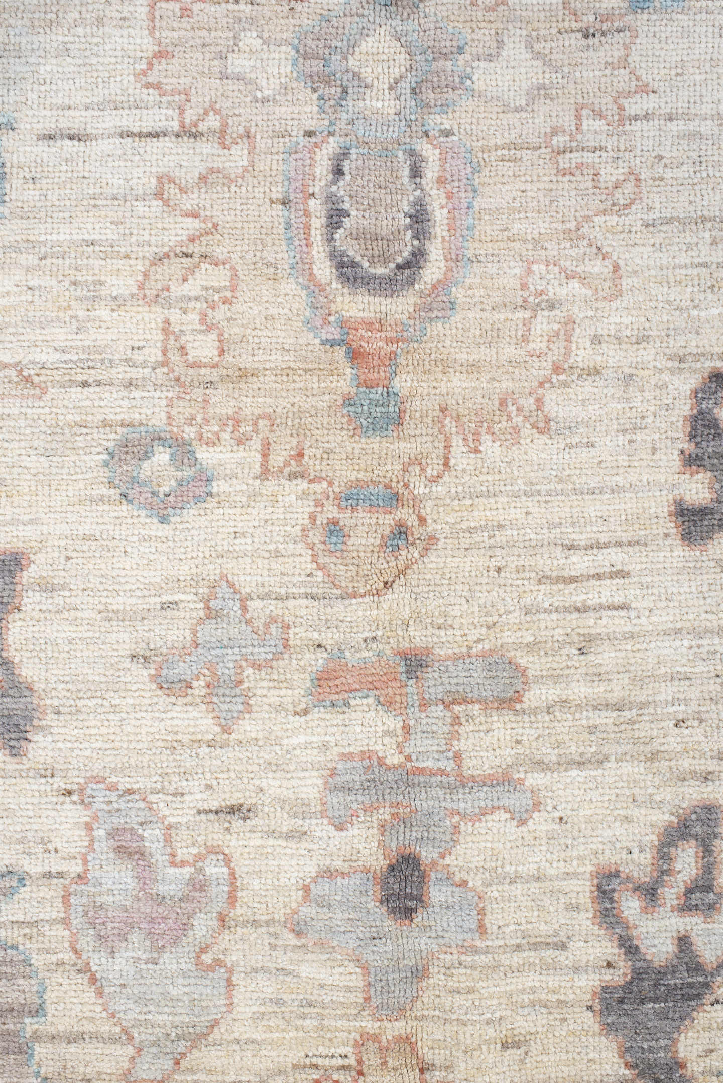 6' x 8' one-of-a-kind handmade vintage Oushak medium size rug. Color palette: beige, dark gray, dim gray, gainsboro, gray