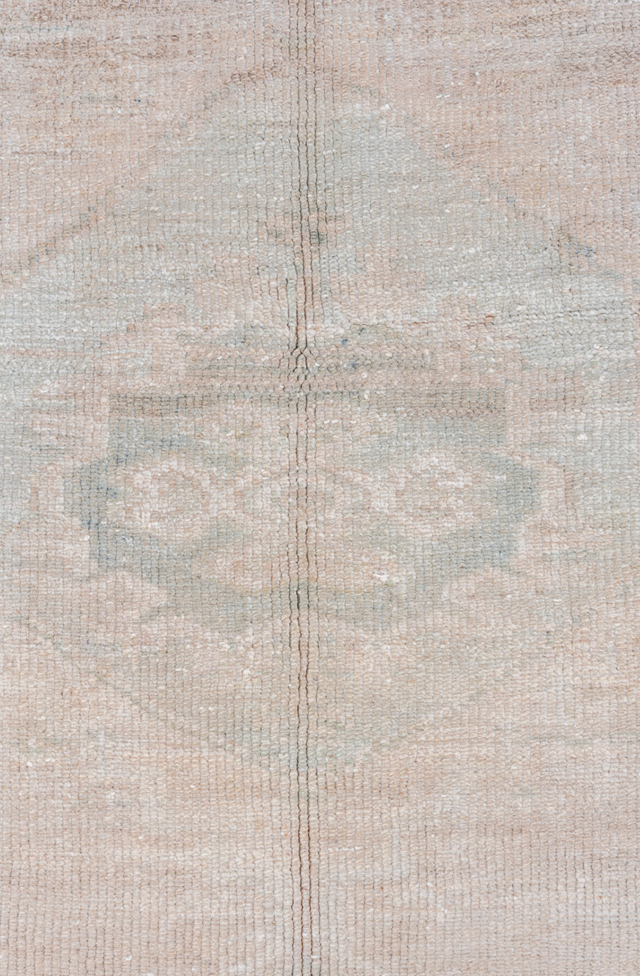 5' x 6' one-of-a-kind handmade vintage Oushak rug. Color palette: gainsboro, gray, light gray, off-white, pink, silver, snow