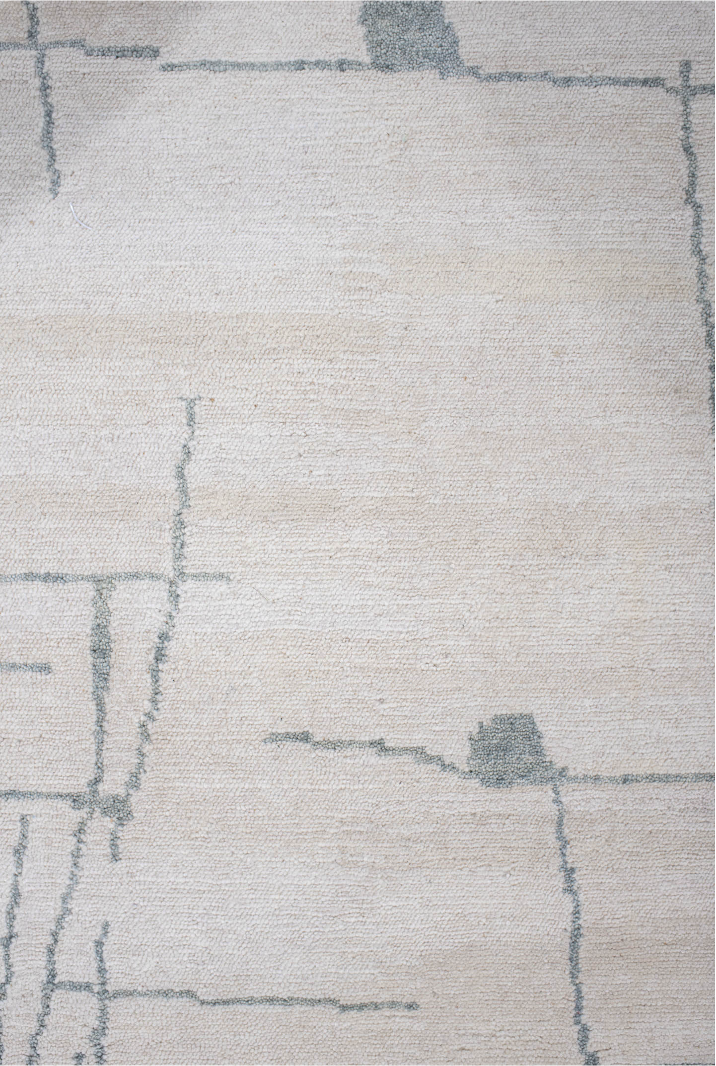 8' x 10' one-of-a-kind handmade vintage Tribeca large size rug. Color palette: gray, light gray, off-white, silver