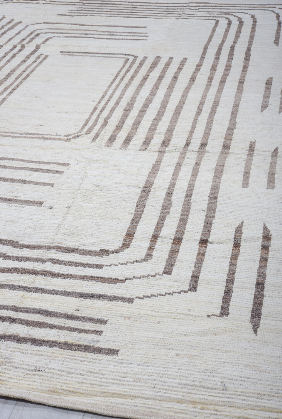 10' x 14' one-of-a-kind handmade vintage Tulu large size rug. Color palette: black, charcoal, dark gray, dim gray, gainsboro