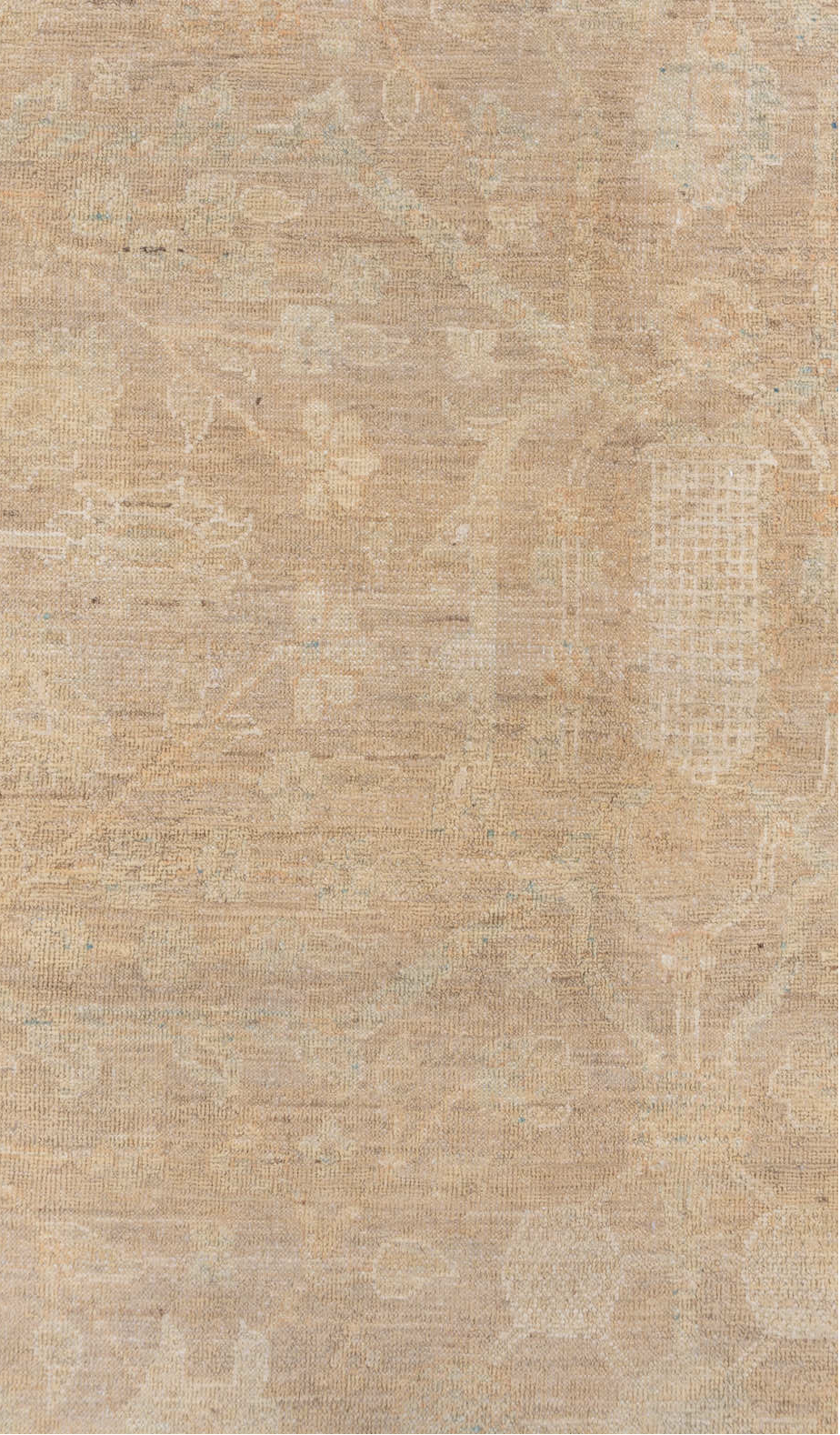 8' x 13' one-of-a-kind handmade vintage Sivas large size rug. Color palette: brown, off-white, orange, gray