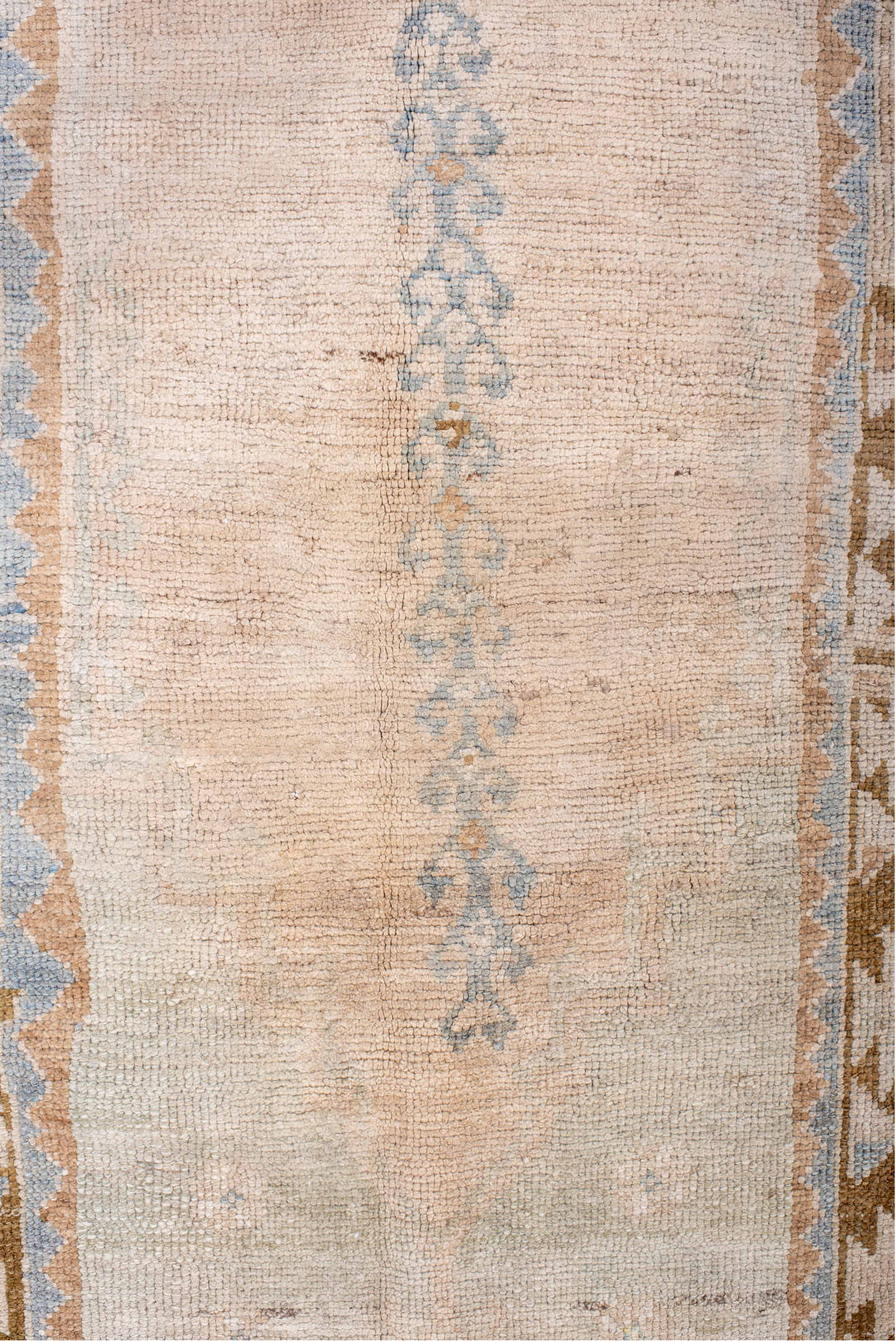 2' x 4' one-of-a-kind handmade vintage Anatol small size rug. Color palette: antiquewhite, brown, dark gray, dim gray, gray