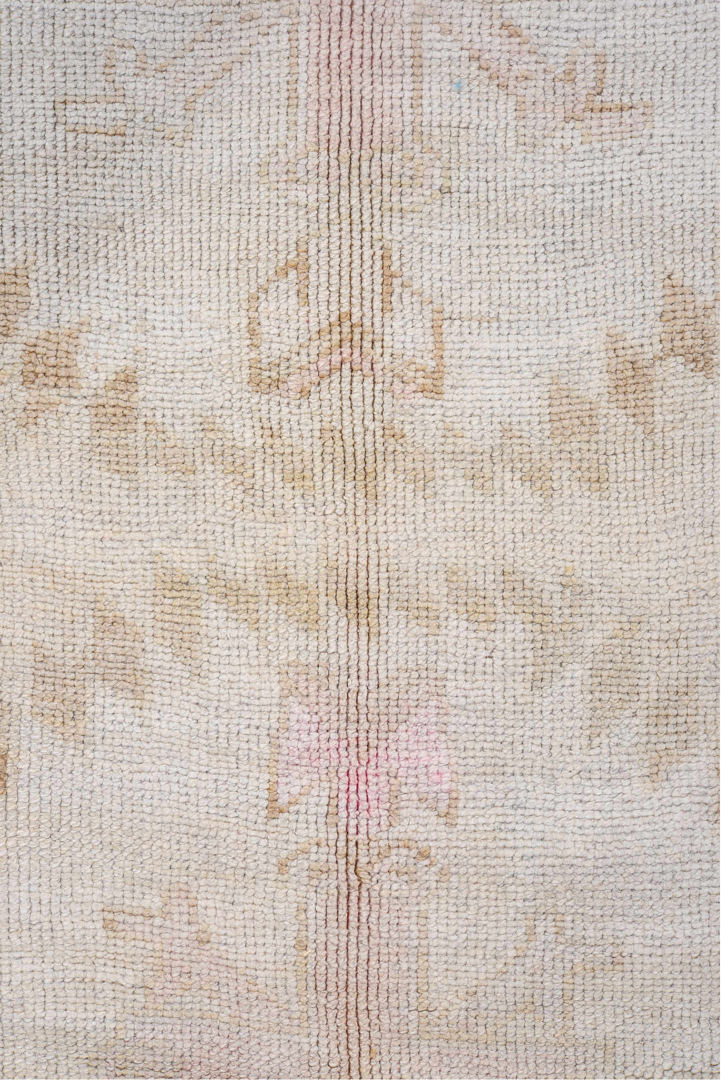 9' x 10' one-of-a-kind handmade vintage Kars large size rug. Color palette: gray, pink, off-white, light gray, black, brown