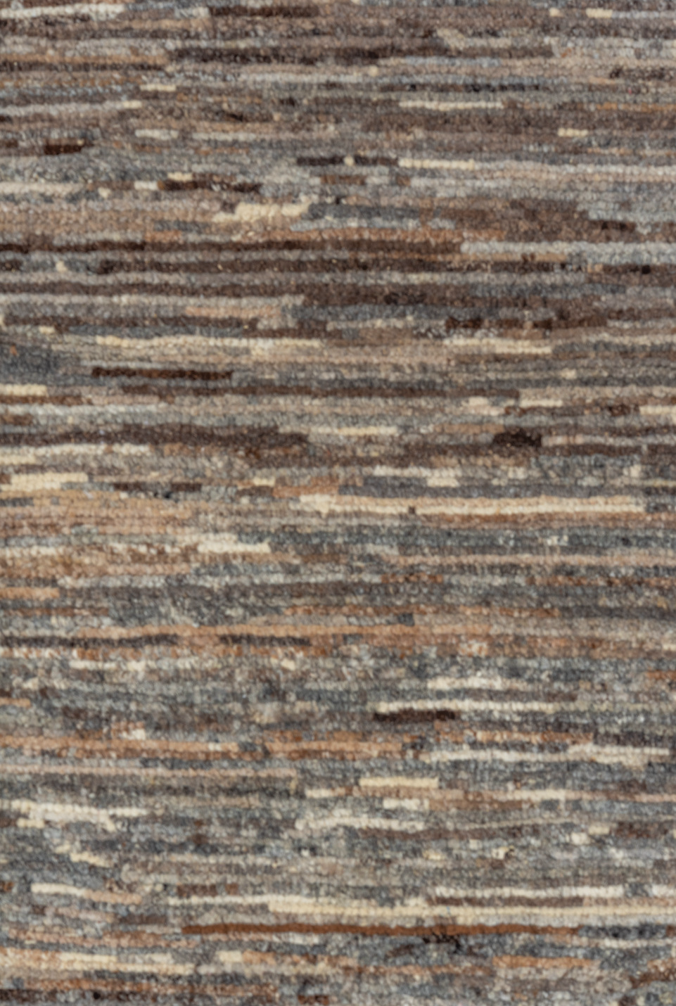 3' x 9' one-of-a-kind handmade vintage Tulu runner rug. Color palette: brown, gray, light gray, off-white