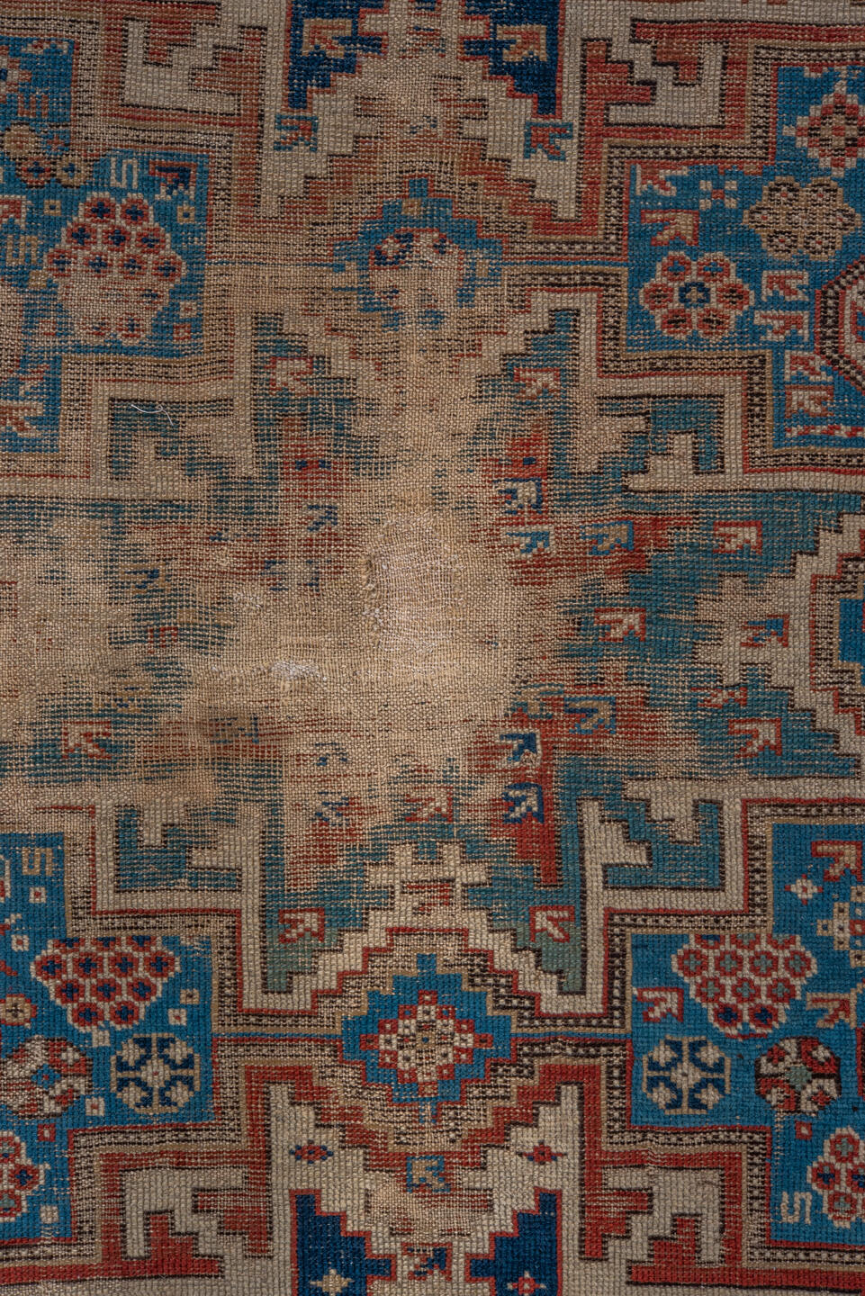 3' x 4' one-of-a-kind handmade vintage Shirvan small size rug. Color palette: black, blue, brown, dim gray, gray, light gray