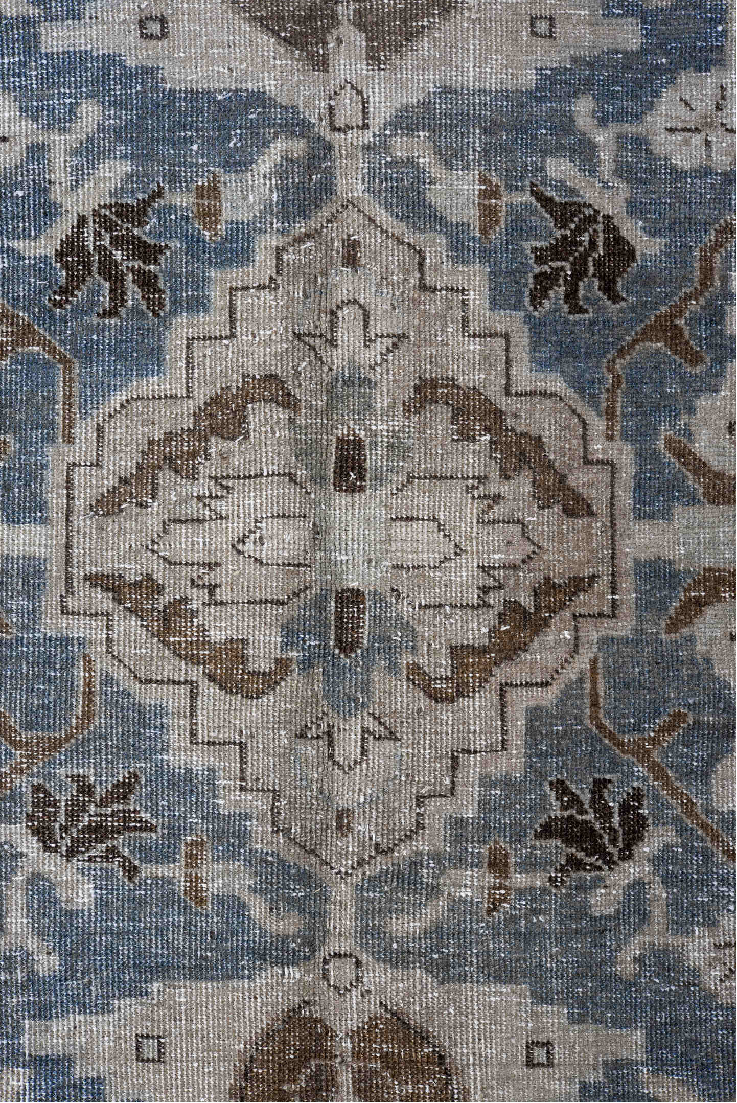 9' x 12' one-of-a-kind handmade vintage Tabriz large size rug. Color palette: black, blue, charcoal, dark gray, dim gray