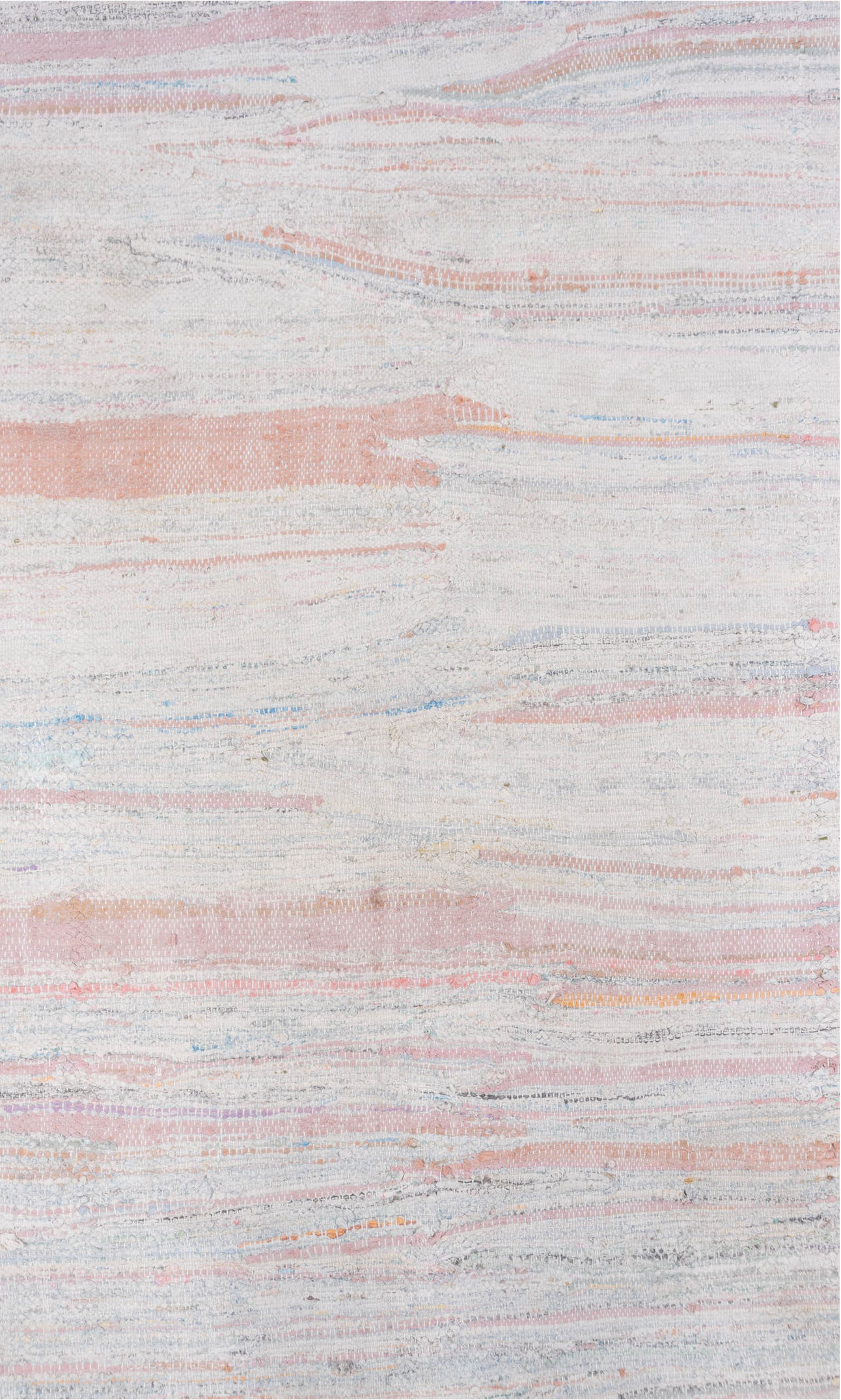 5' x 7' one-of-a-kind handmade vintage Rag Rug rug. Color palette: brown, dark gray, gainsboro, gray, light blue, light gray