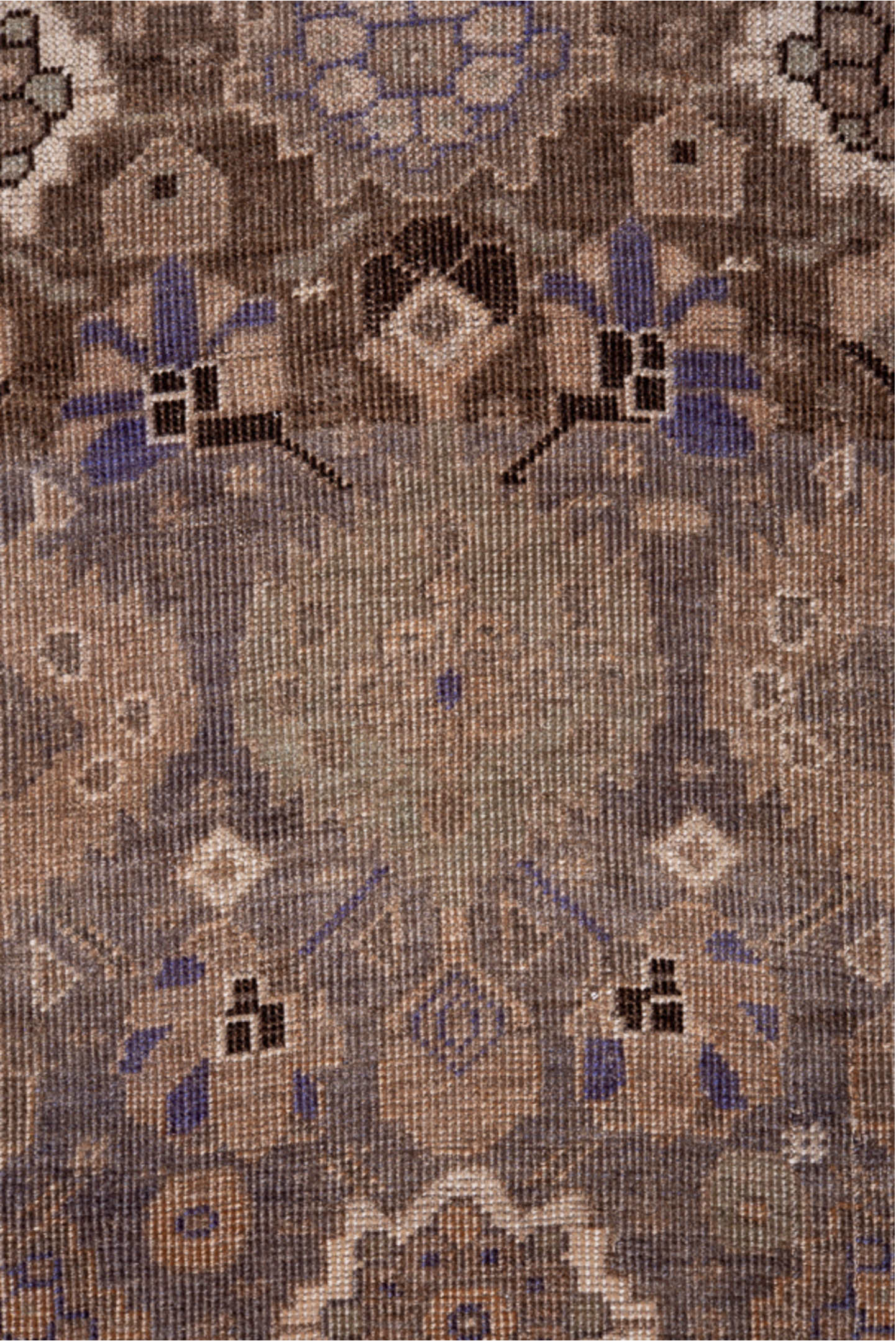 3' x 4' one-of-a-kind handmade vintage Karabagh small size rug. Color palette: black, brown, gray, light gray, pink