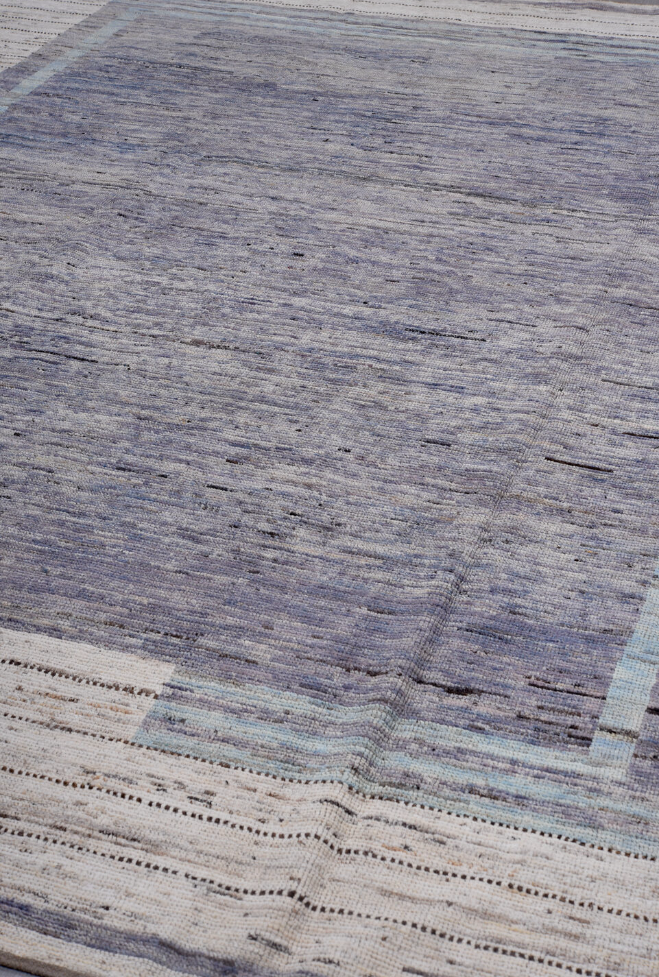 9' x 11' one-of-a-kind handmade vintage Tulu large size rug. Color palette: black, blue, charcoal, dark gray, dim gray