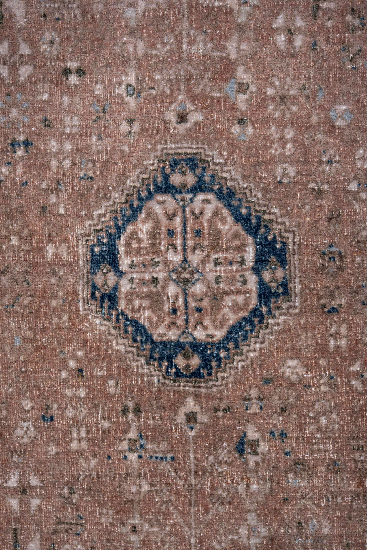 3' x 4' one-of-a-kind handmade vintage Joshegan small size rug. Color palette: black, blue, brown, charcoal, fiord