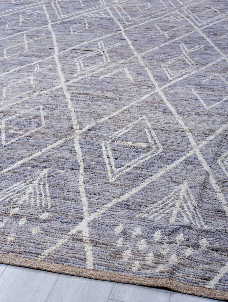 11' x 14' one-of-a-kind handmade vintage Tulu oversize rug. Color palette: black, blue, gainsboro, gray, light blue