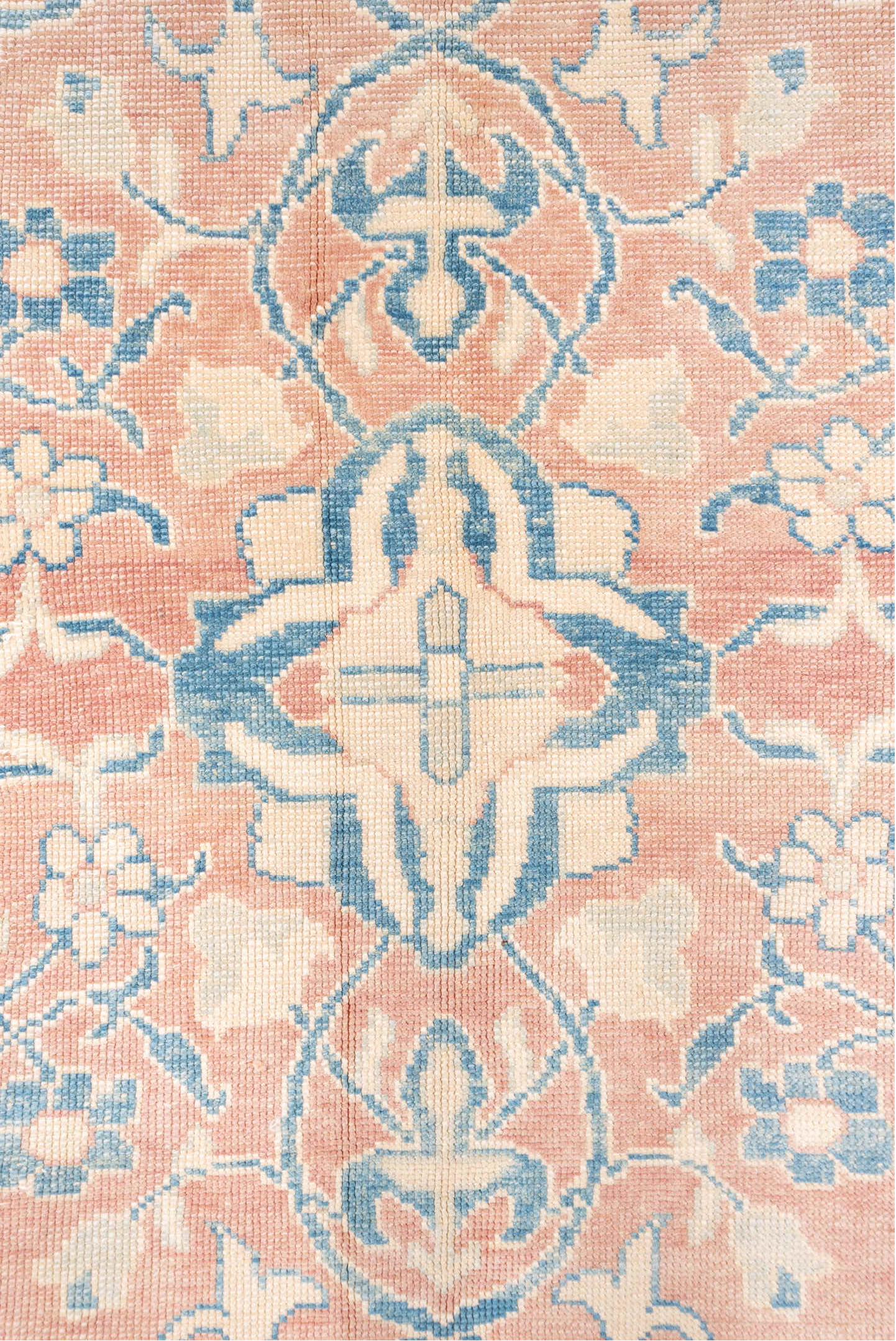 9' x 10' one-of-a-kind handmade vintage Oushak large size rug. Color palette: antiquewhite, blanched almond, brown