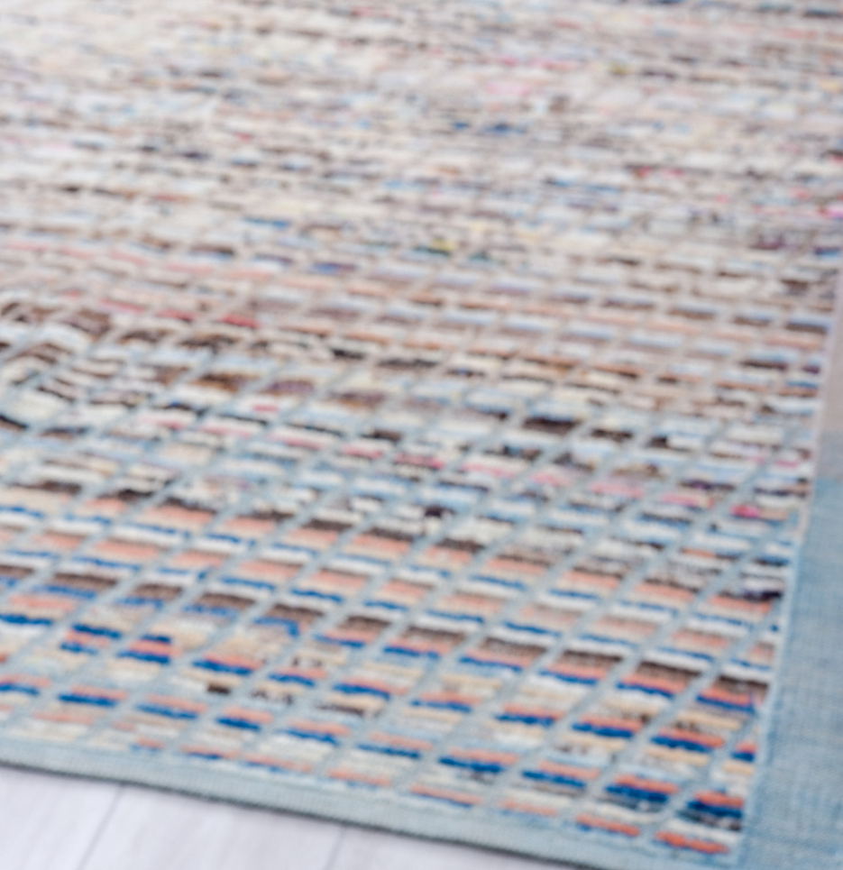 9' x 11' one-of-a-kind handmade vintage Tulu large size rug. Color palette: blue, dark gray, fiord, gainsboro, gray