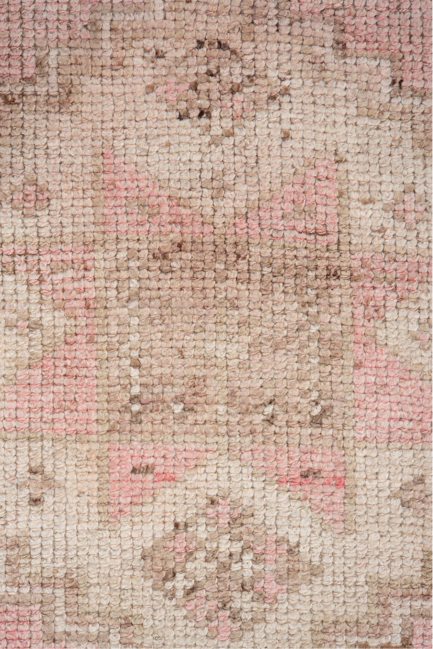 3' x 11' one-of-a-kind handmade vintage Kars runner rug. Color palette: brown, gray, light gray, off-white, pink, red, snow