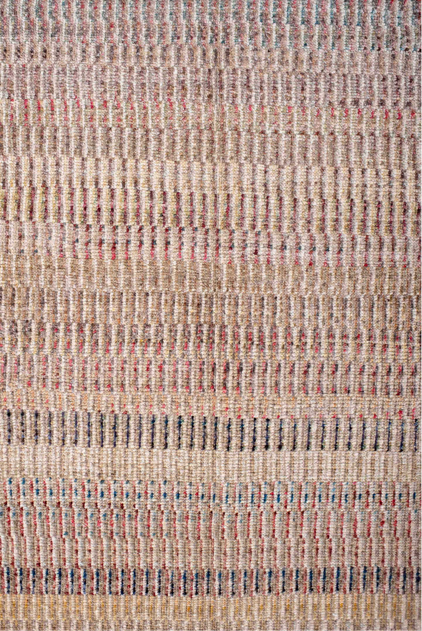 6' x 8' one-of-a-kind handmade vintage Contemporary medium size rug. Color palette: blue, brown, gray, light slate gray