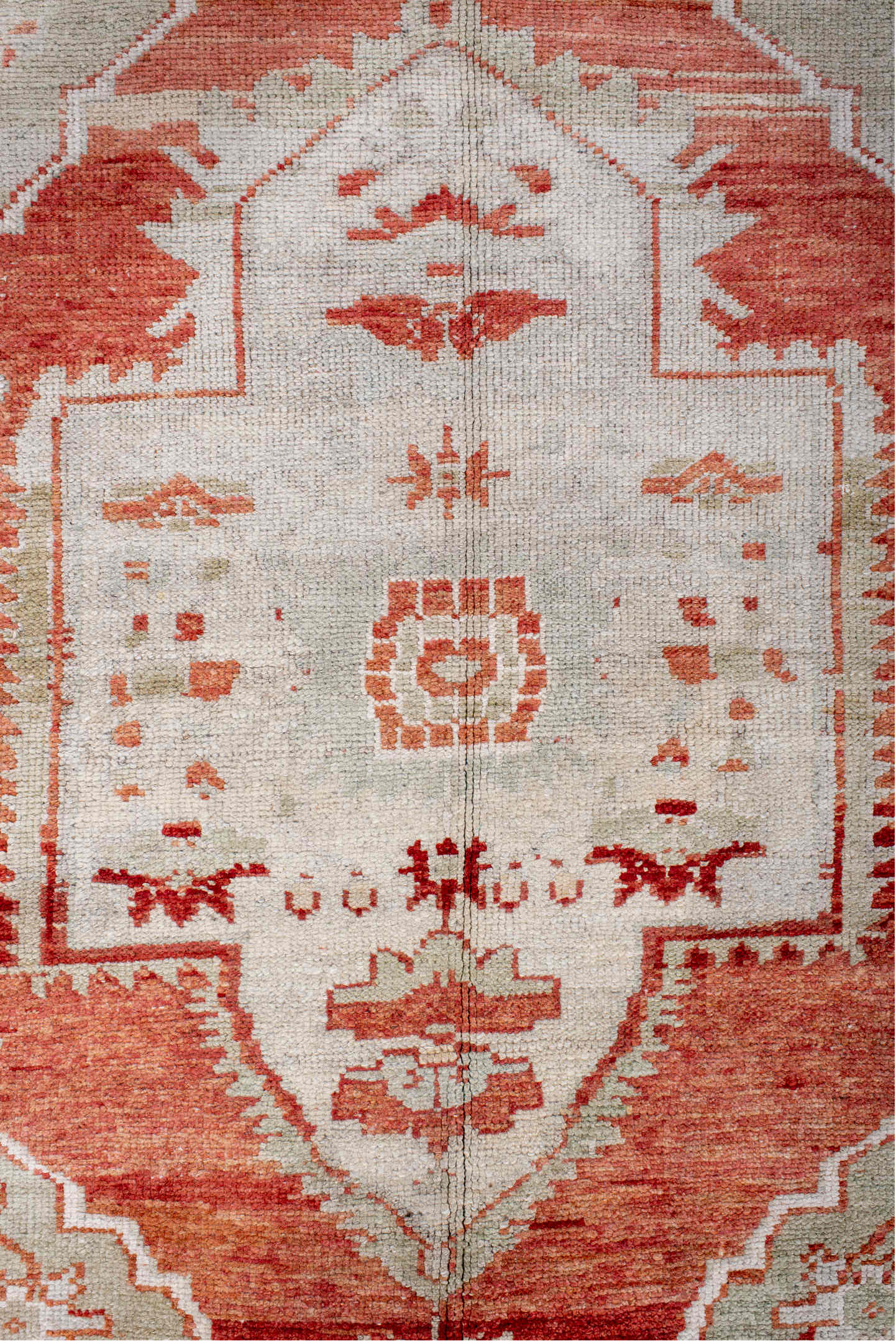 3' x 4' one-of-a-kind handmade vintage Anatol small size rug. Color palette: antiquewhite, brown, dark red, dark salmon