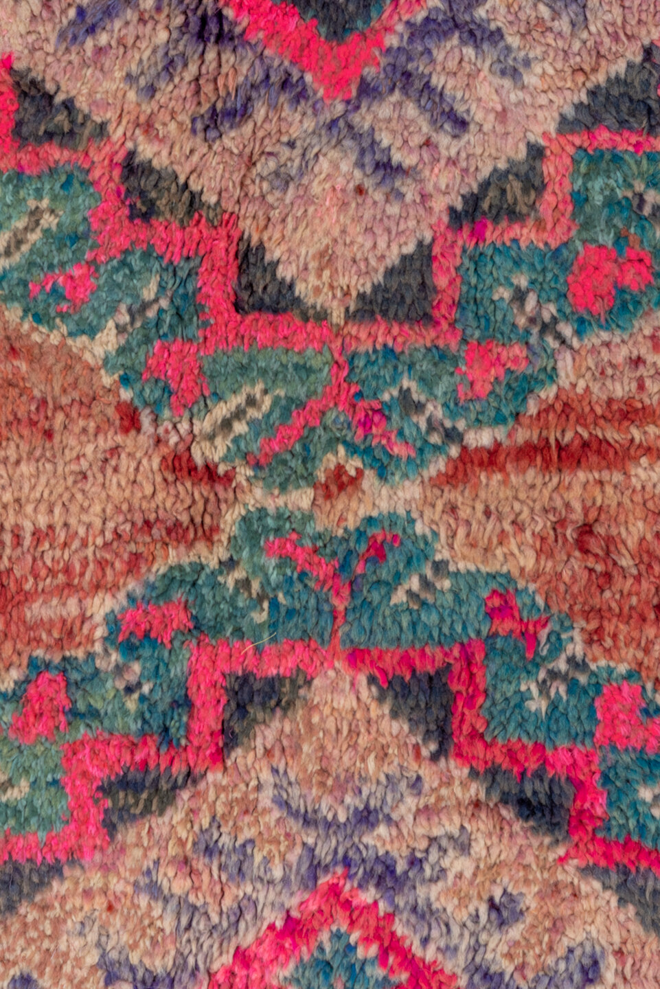 6' x 9' one-of-a-kind handmade vintage Moroccan medium size rug. Color palette: black, blue, brown, gray, indian red