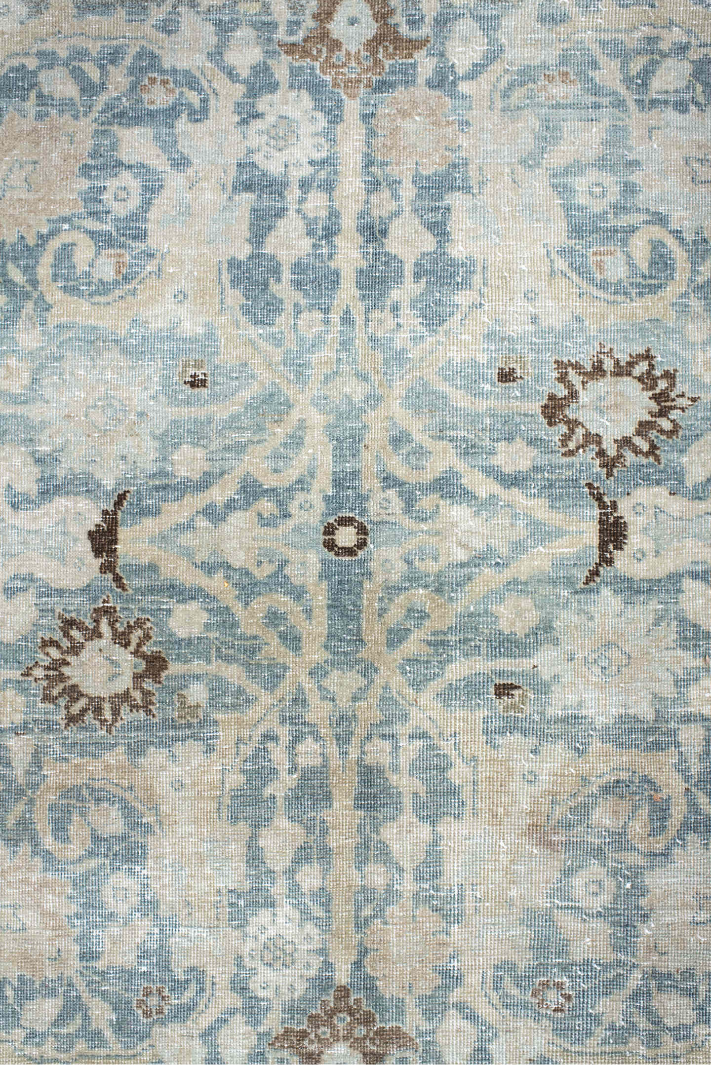 7' x 11' one-of-a-kind handmade vintage Tabriz large size rug. Color palette: gray, light gray, off-white, silver, gainsboro