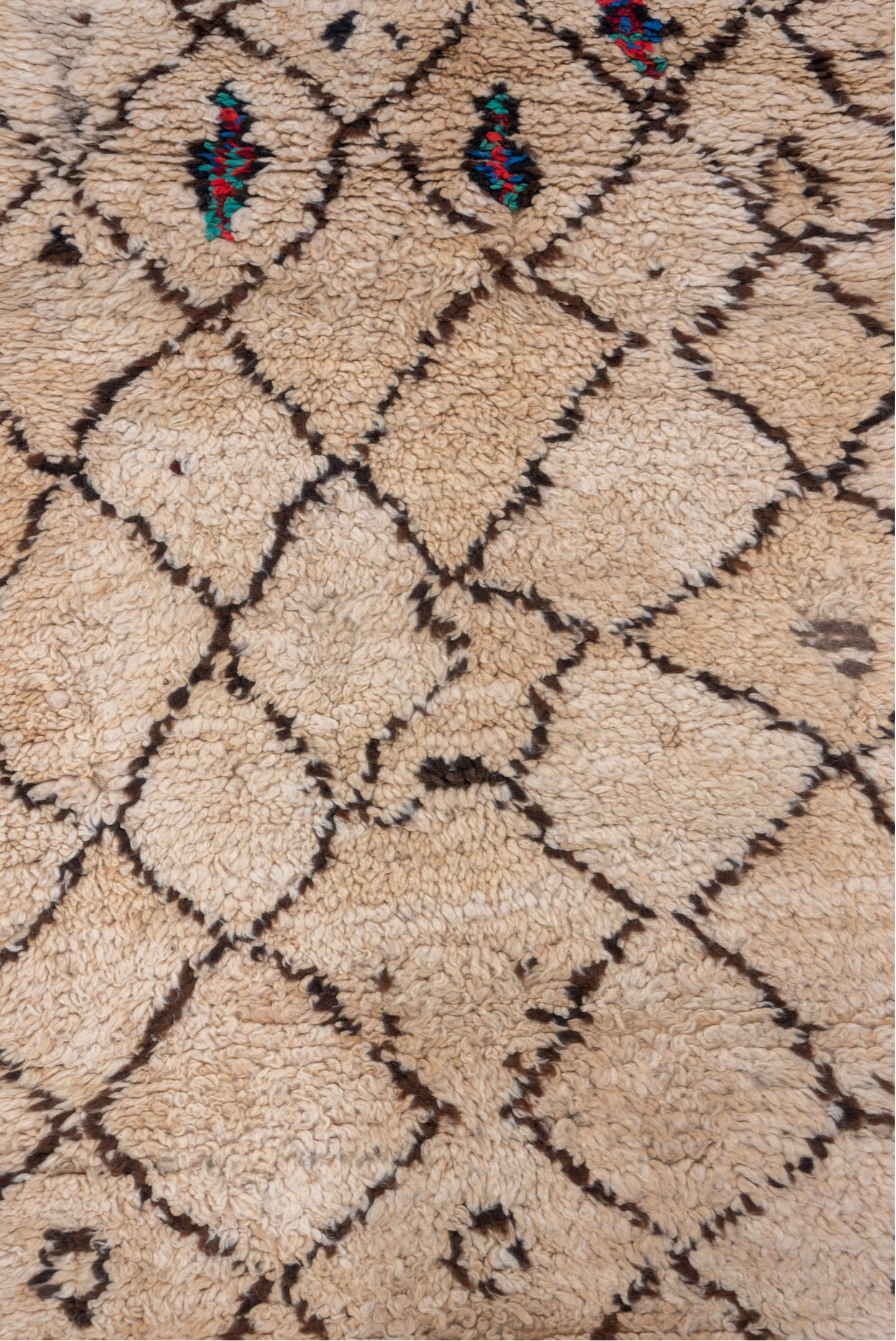 3' x 9' one-of-a-kind handmade vintage Moroccan runner rug. Color palette: brown, gray, off-white, pink, snow, white