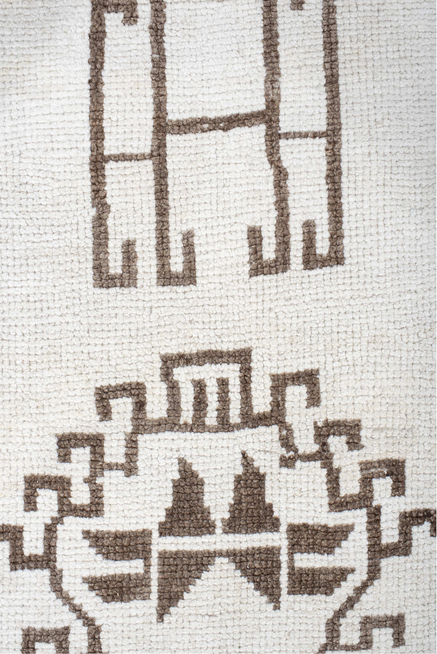 3' x 12' one-of-a-kind handmade vintage Kars runner rug. Color palette: brown, dark gray, floral white, gainsboro, gray