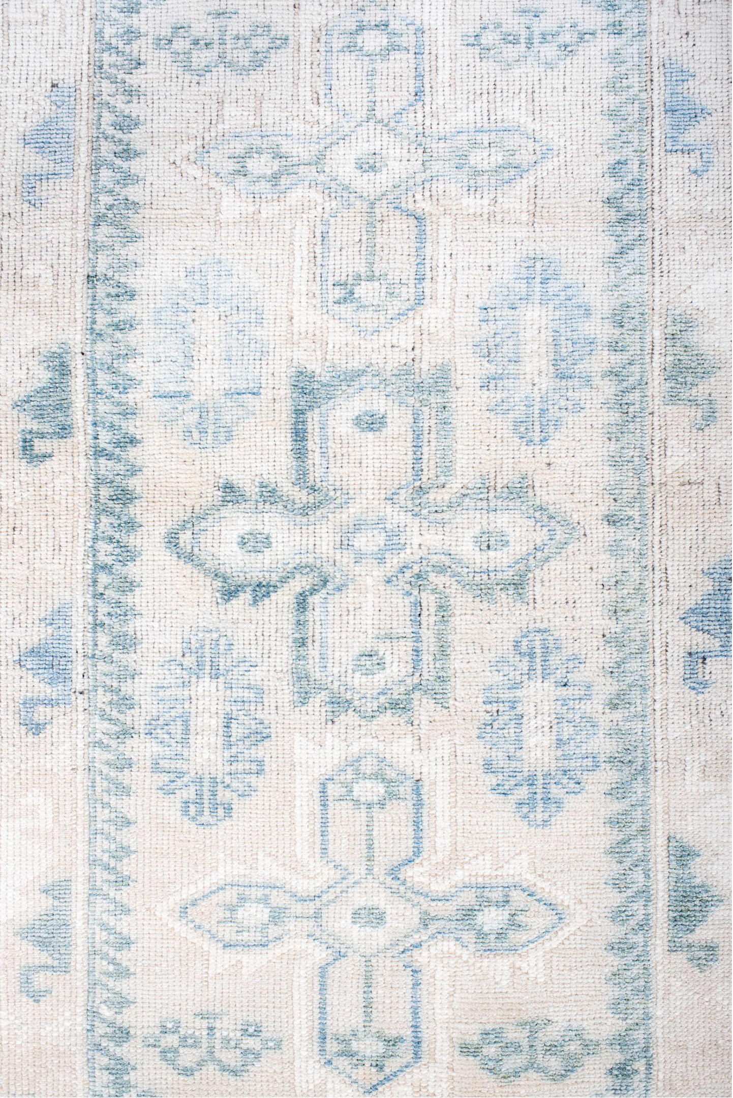 3' x 6' one-of-a-kind handmade vintage Anatol small size rug. Color palette: blue, dark gray, dim gray, gainsboro