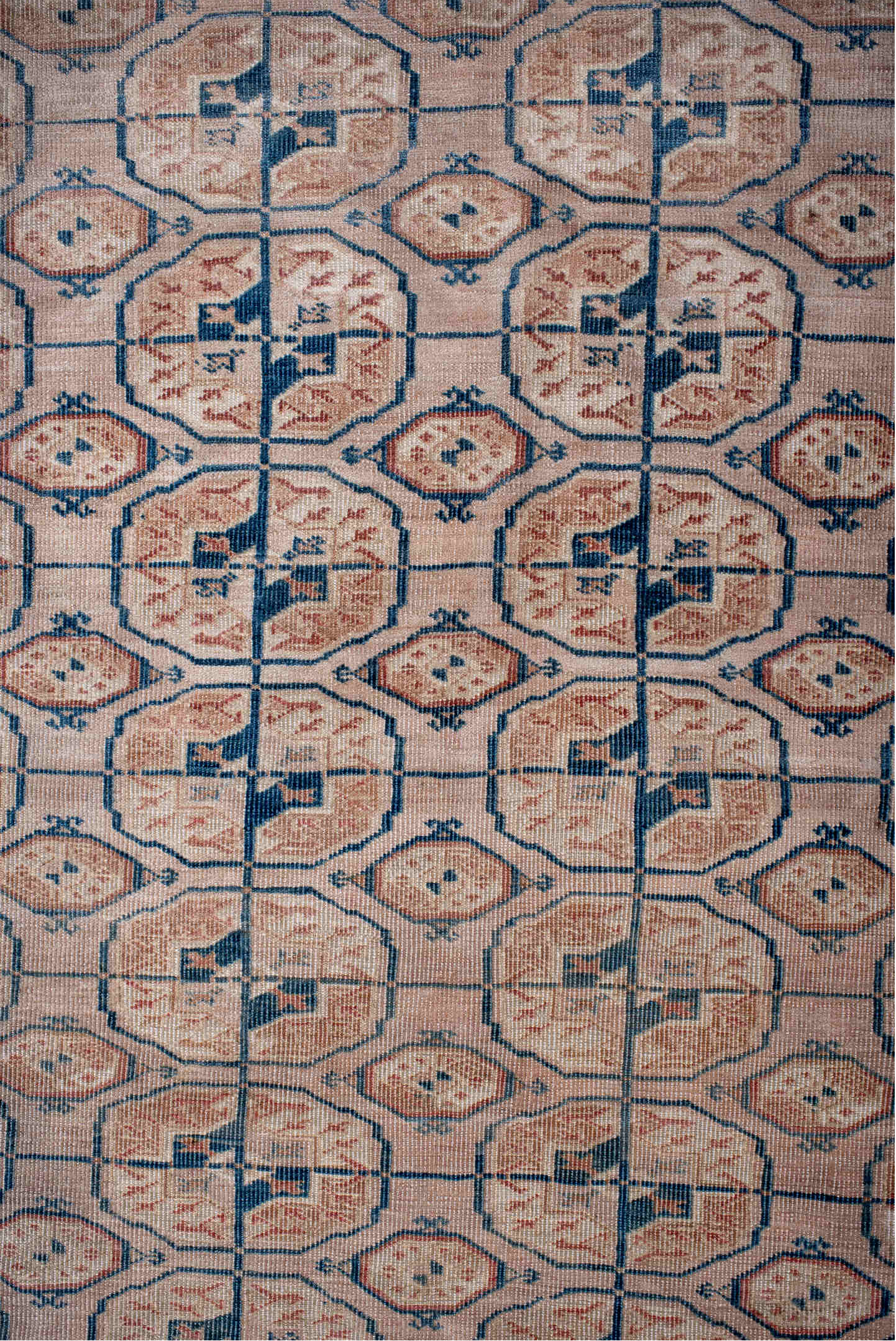 5' x 9' one-of-a-kind handmade vintage Bokara medium size rug. Color palette: black, blue, brown, dim gray, fiord, gray