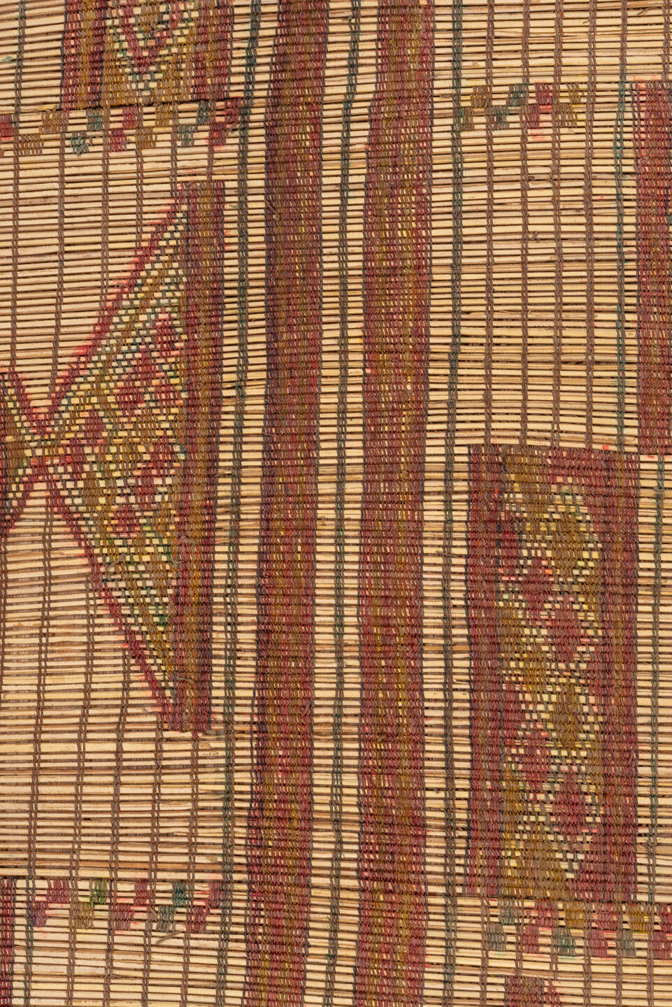 6' x 10' one-of-a-kind handmade vintage Tuareg large size rug. Color palette: brown, orange, off-white, peach puff, tan