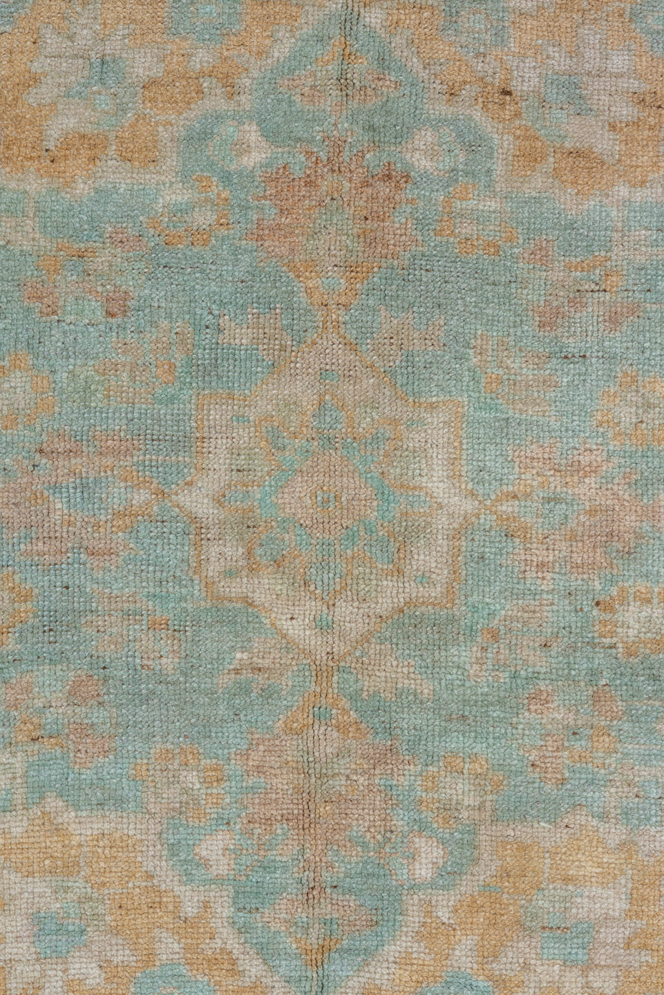 6' x 10' one-of-a-kind handmade vintage Oushak large size rug. Color palette: brown, gray, light gray, off-white, snow