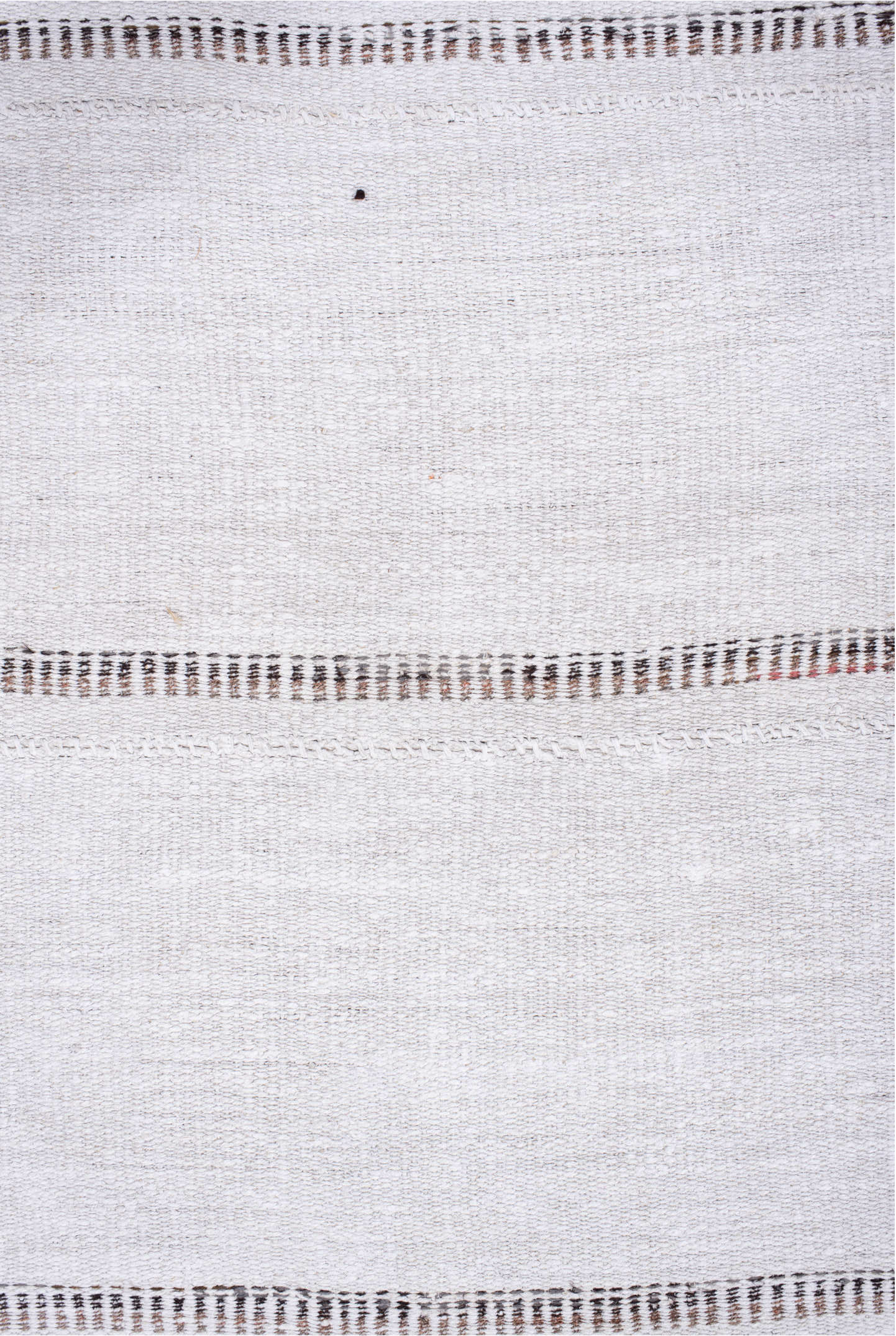 7' x 12' one-of-a-kind handmade vintage Flatweave large size rug. Color palette: gray, light gray, pink, off-white