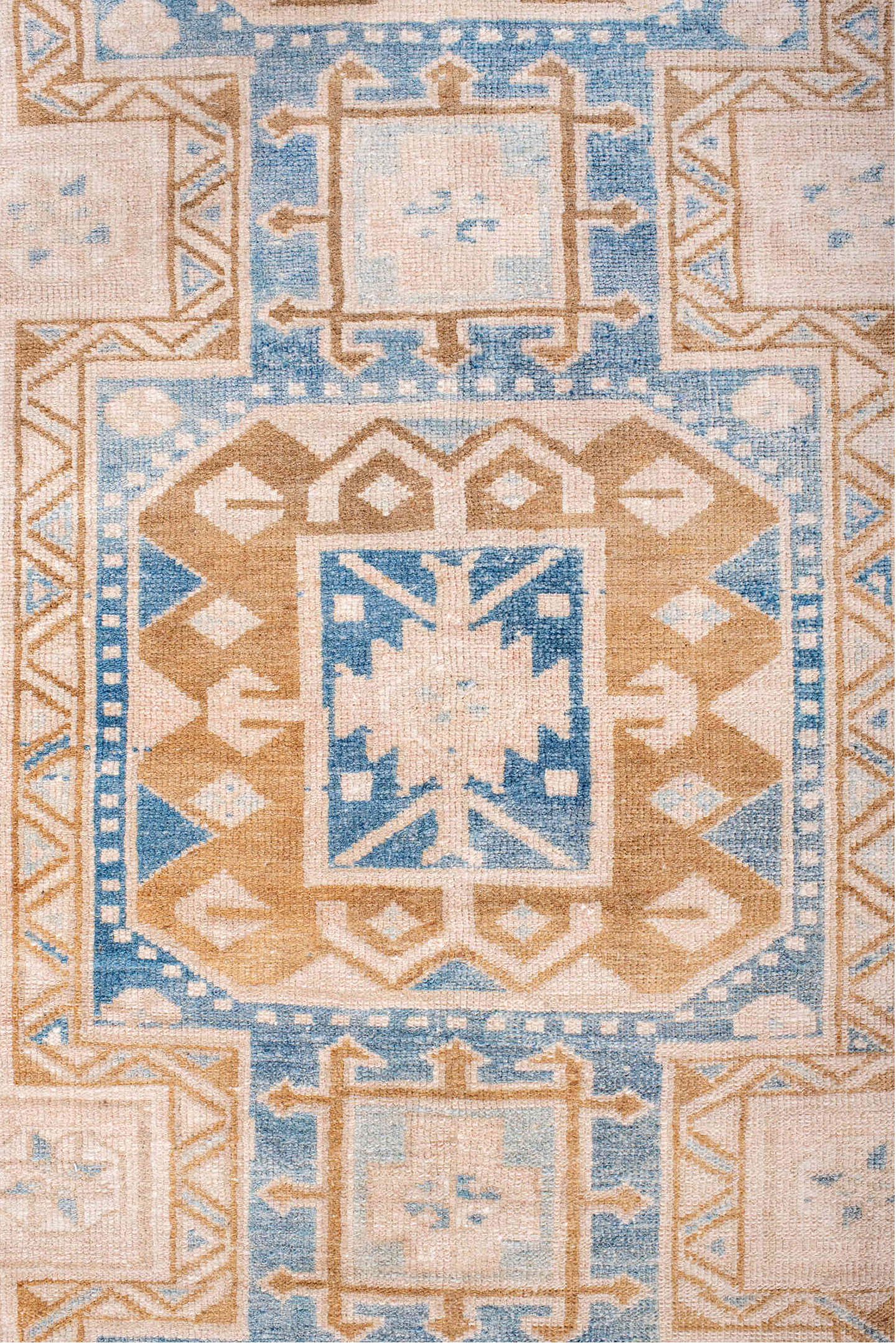 2' x 10' one-of-a-kind handmade vintage Heriz runner rug. Color palette: antiquewhite, blue, brown, dark gray, gainsboro
