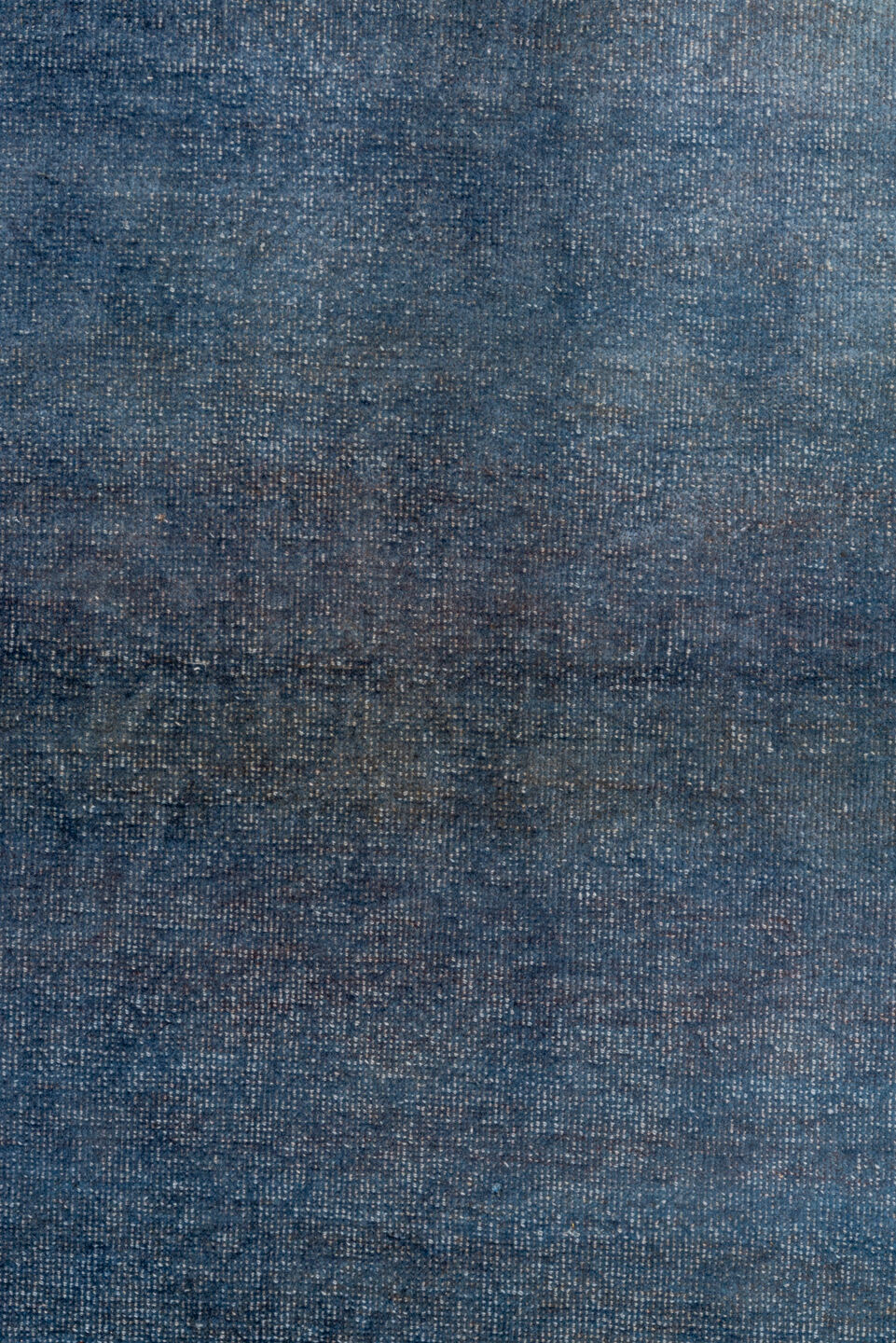 5' x 7' one-of-a-kind handmade vintage Overdyed rug. Color palette: blue, dark gray, fiord, gray, light blue, light gray