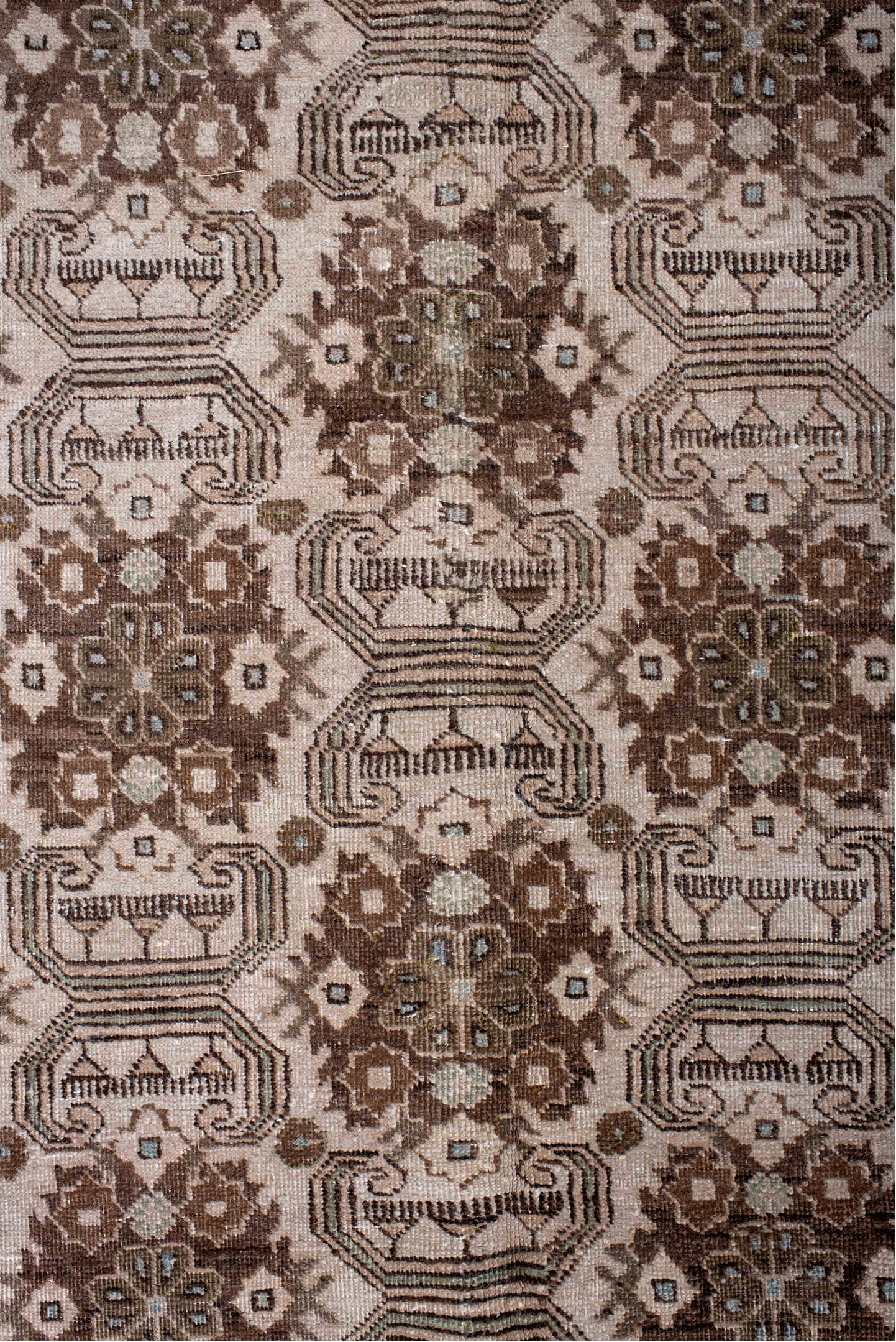 5' x 9' one-of-a-kind handmade vintage Tabriz medium size rug. Color palette: black, brown, gray, light gray, off-white