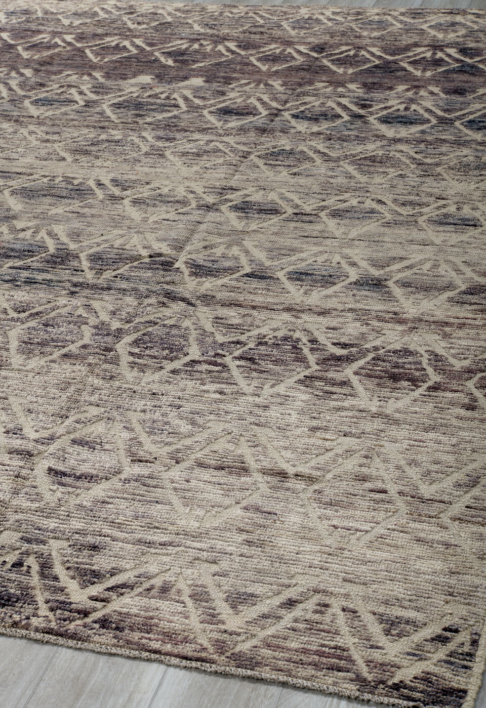 9' x 11' one-of-a-kind handmade vintage Tulu large size rug. Color palette: black, blue, charcoal, dark gray, gainsboro