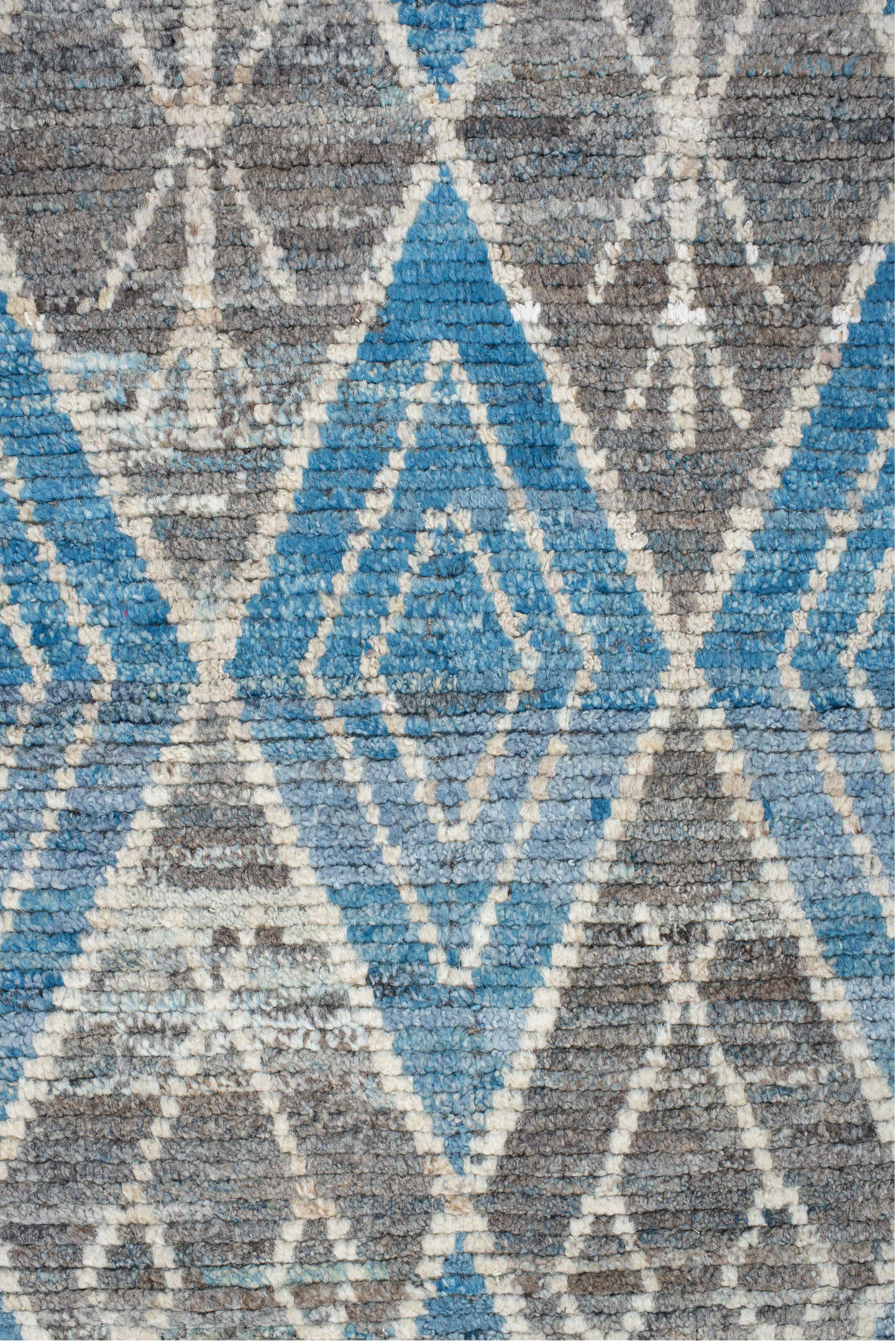 3' x 9' one-of-a-kind handmade vintage Tulu runner rug. Color palette: black, blue, dark gray, dim gray, gainsboro, gray