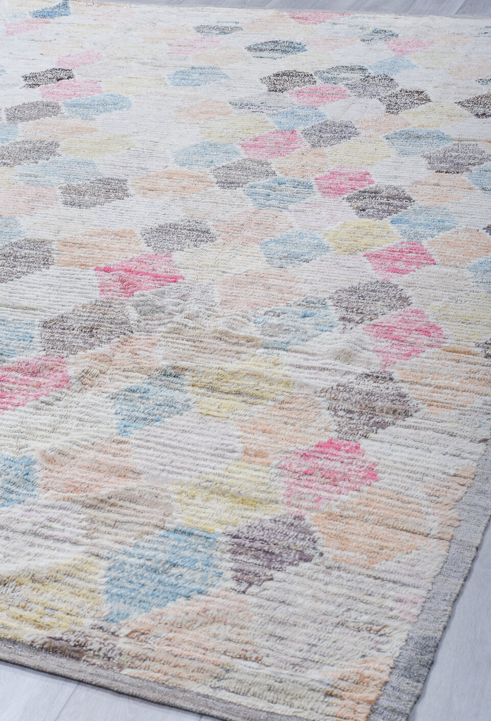 9' x 11' one-of-a-kind handmade vintage Tulu large size rug. Color palette: dark gray, gainsboro, gray, light blue