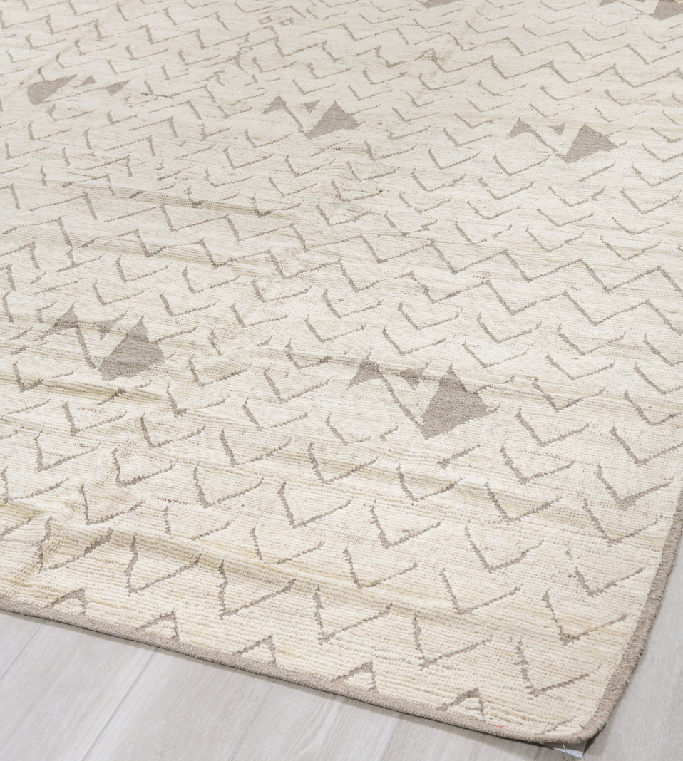 9' x 11' one-of-a-kind handmade vintage Tulu large size rug. Color palette: antiquewhite, beige, floral white, gray