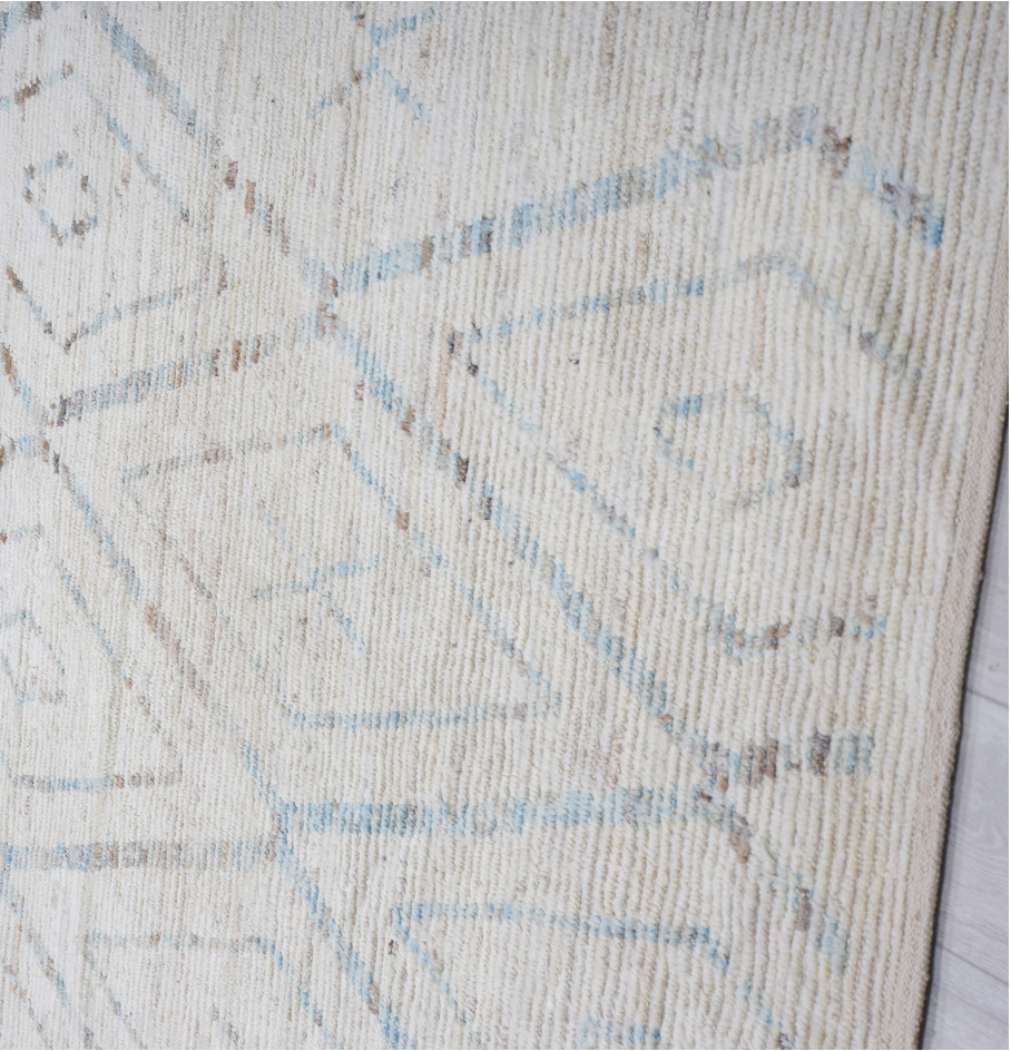 9' x 14' one-of-a-kind handmade vintage Tulu large size rug. Color palette: black, dark gray, gainsboro, gray, light blue