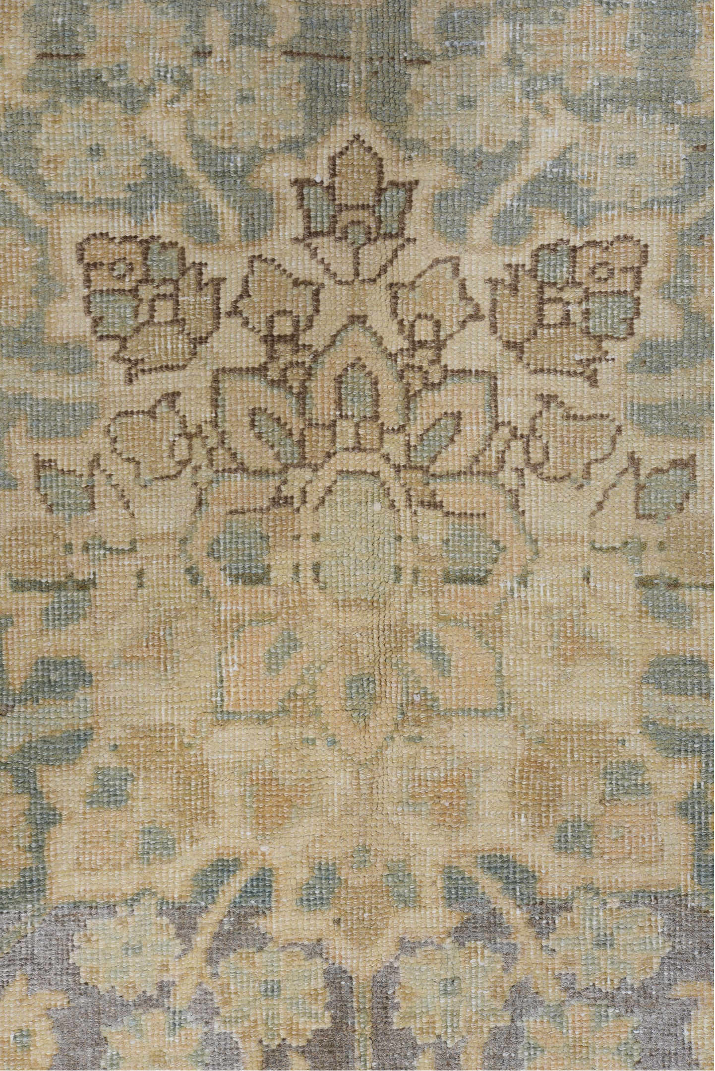 7' x 11' one-of-a-kind handmade vintage Heriz large size rug. Color palette: off-white, gray, light gray, orange, brown