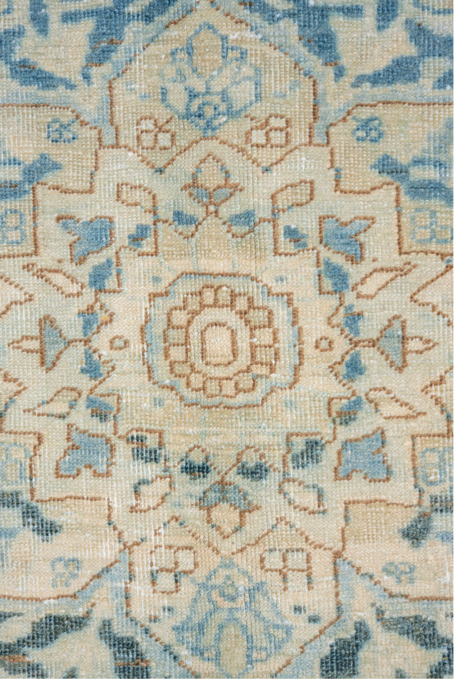 8' x 11' one-of-a-kind handmade vintage Heriz large size rug. Color palette: blue, brown, dim gray, gainsboro, gray