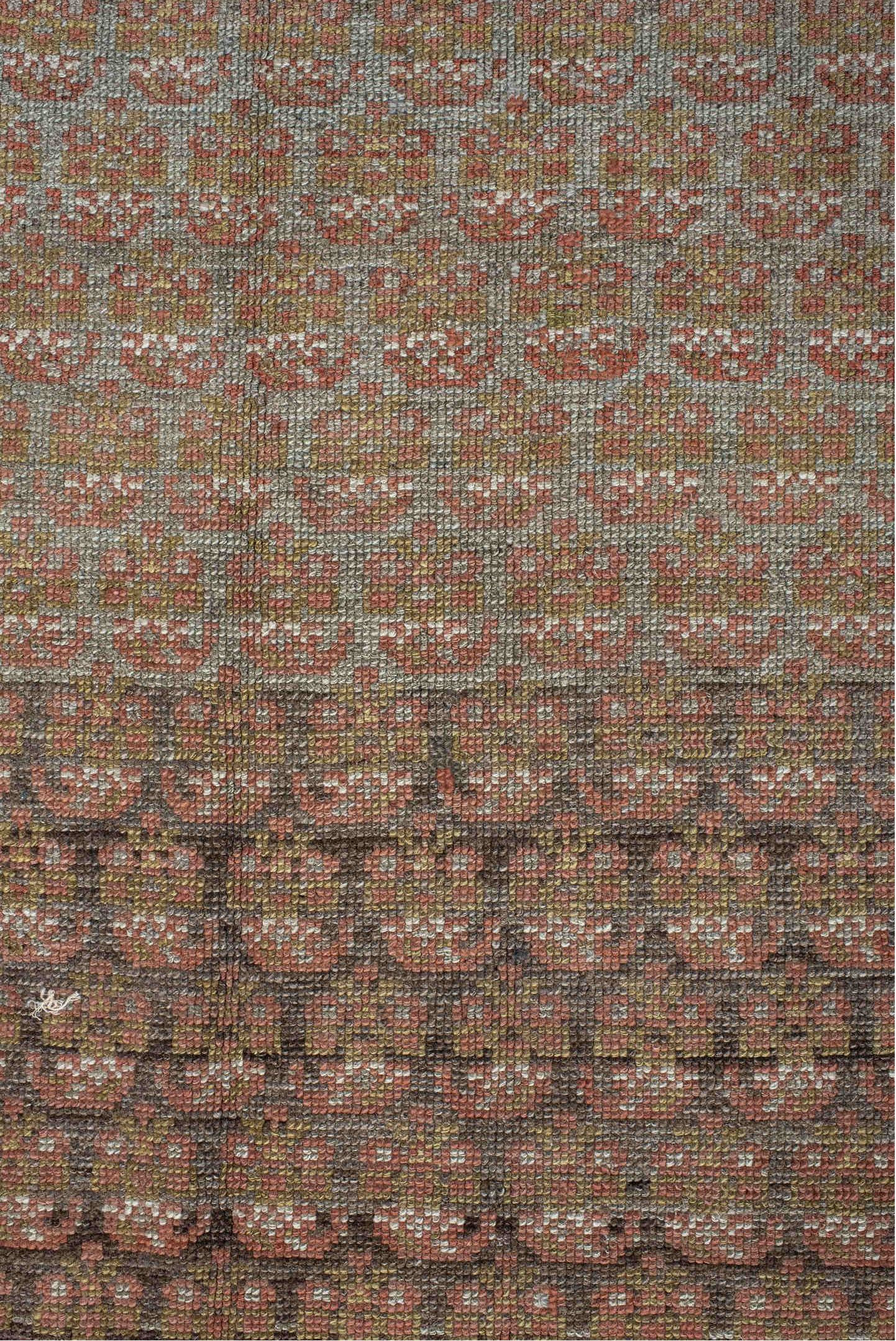 4' x 11' one-of-a-kind handmade vintage NW Persian runner rug. Color palette: brown, gray, light gray, off-white, pink