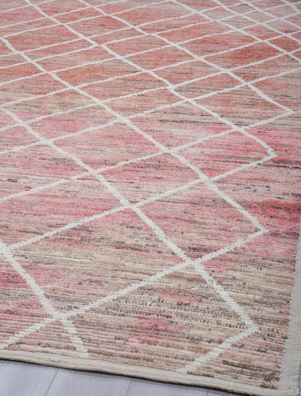 10' x 13' one-of-a-kind handmade vintage Tulu large size rug. Color palette: brown, gainsboro, gray, light blue, light gray