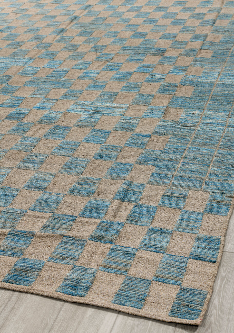 8' x 11' one-of-a-kind handmade vintage Tulu large size rug. Color palette: arapawa, black, blue, charcoal, dark gray, gray